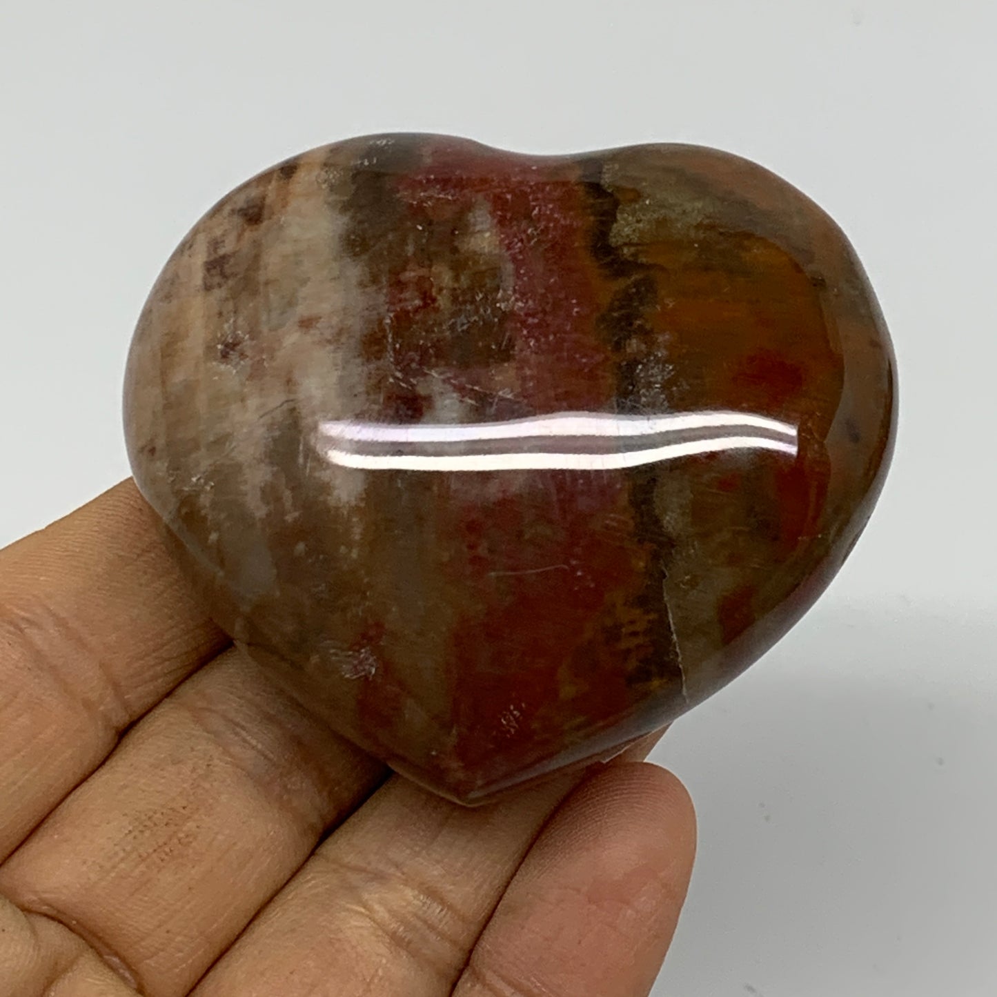 0.31 lbs, 2.2"x2.5"x1.1", Natural Petrified Wood Heart Polished Crystal, B37432