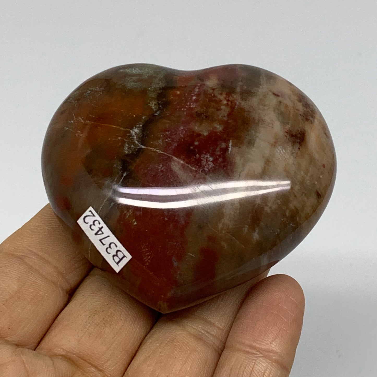 0.31 lbs, 2.2"x2.5"x1.1", Natural Petrified Wood Heart Polished Crystal, B37432