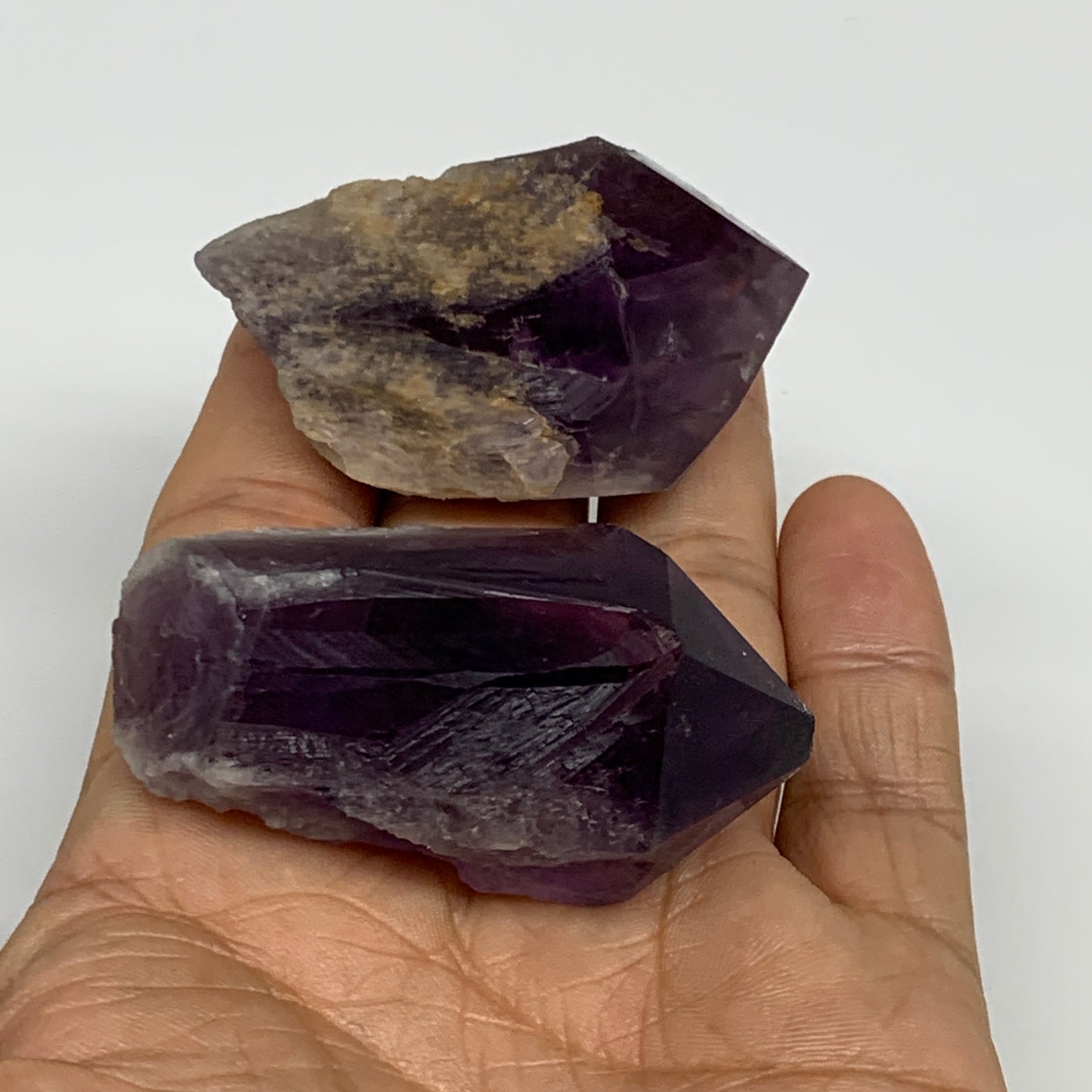 91.4g, 2" - 2.2", 2pcs, Amethyst Point Polished Rough lower part, B32401