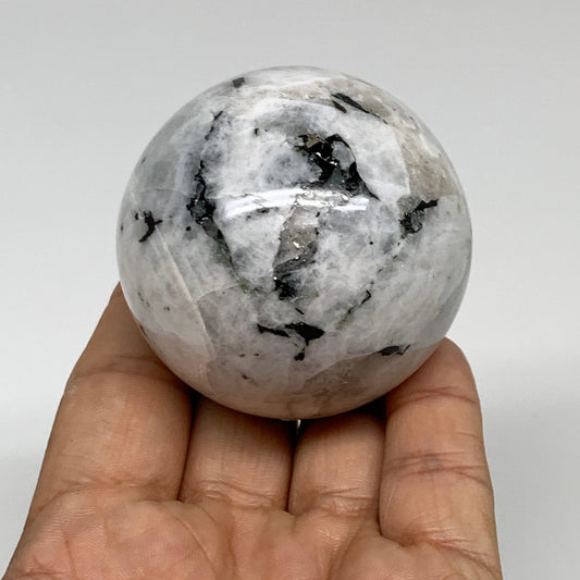 222g, 2.1"(54mm), Natural Rainbow Moonstone Sphere Ball Gemstone, B35198