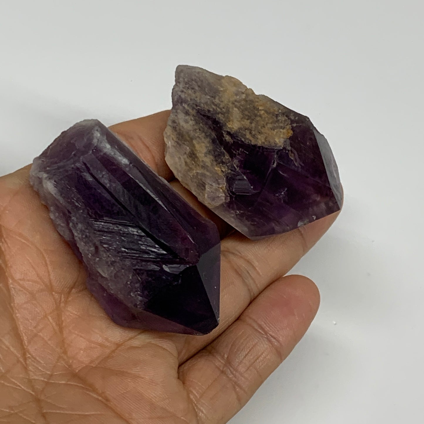 91.4g, 2" - 2.2", 2pcs, Amethyst Point Polished Rough lower part, B32401
