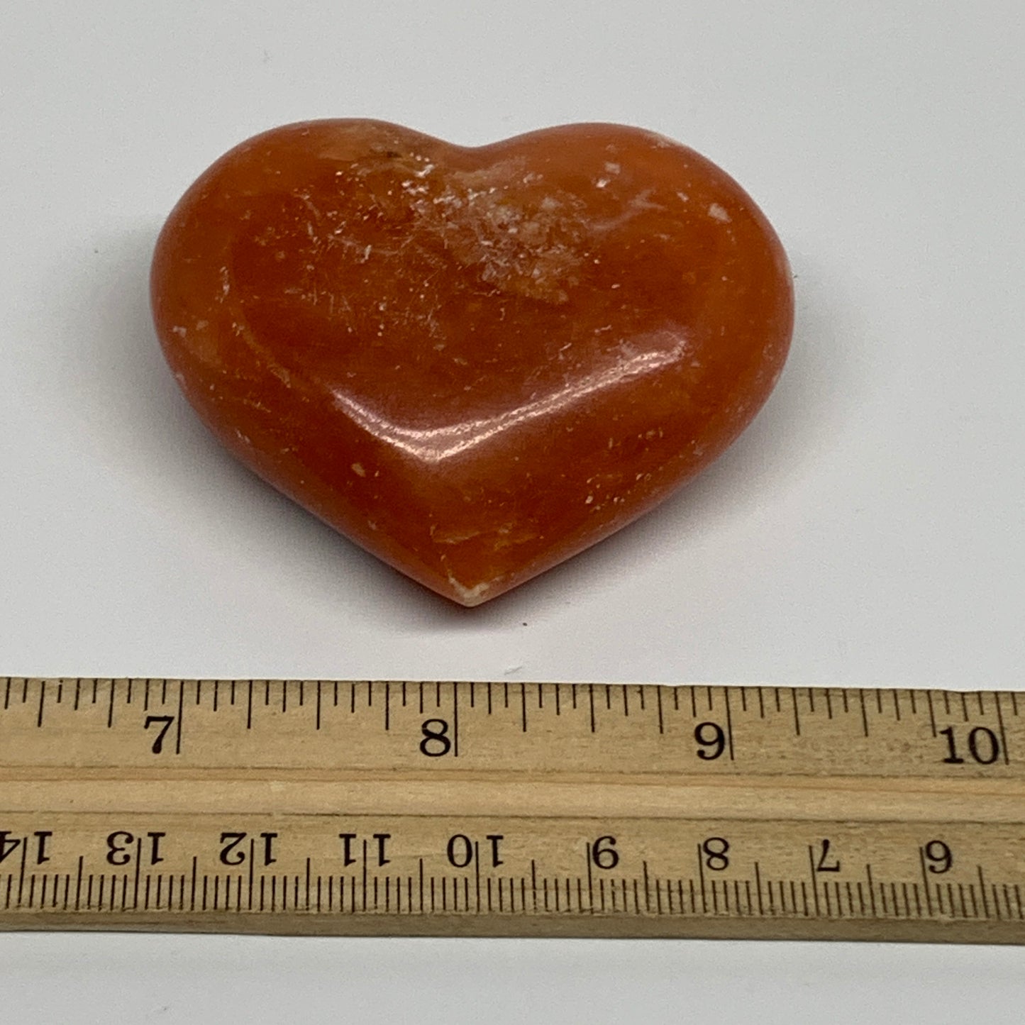 112.7g, 2.1"x2.5"x1.1" Orange Calcite Heart Gemstones from Madagascar, B33776
