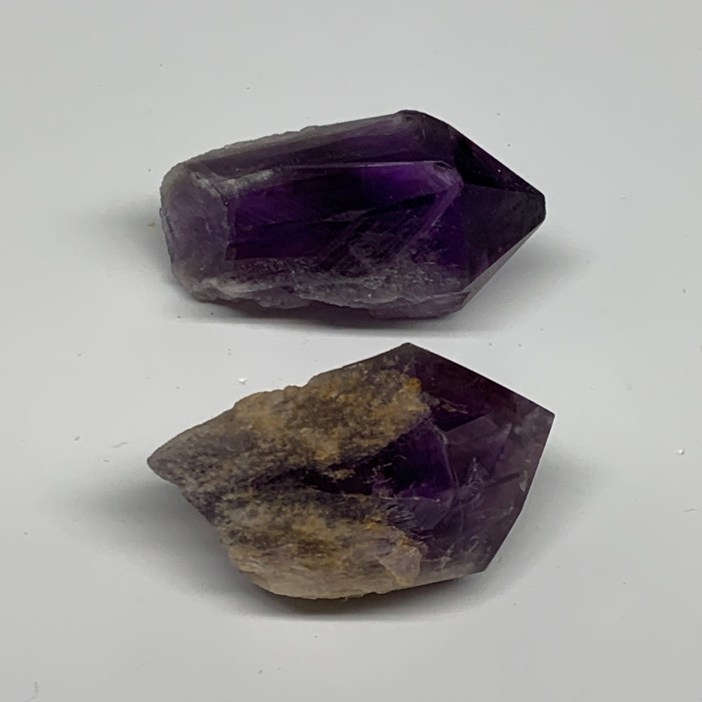 91.4g, 2" - 2.2", 2pcs, Amethyst Point Polished Rough lower part, B32401