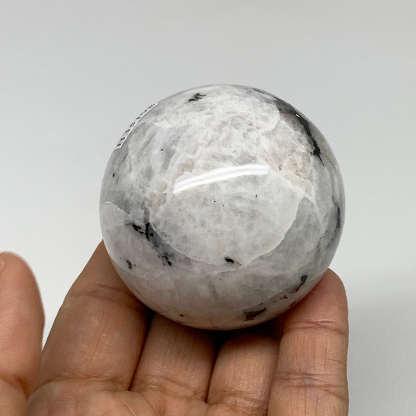 222g, 2.1"(54mm), Natural Rainbow Moonstone Sphere Ball Gemstone, B35198