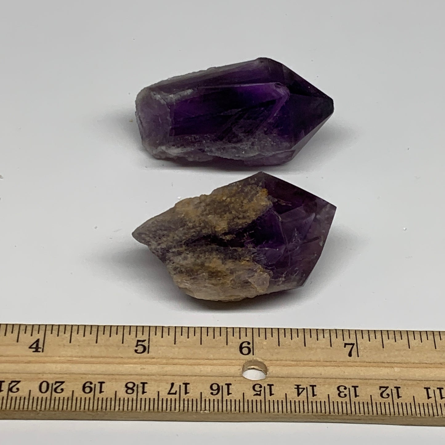 91.4g, 2" - 2.2", 2pcs, Amethyst Point Polished Rough lower part, B32401