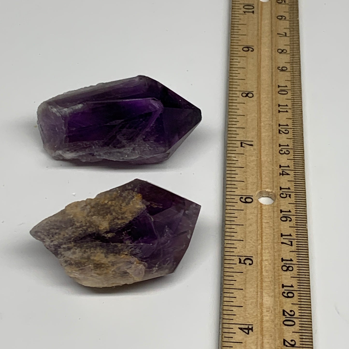 91.4g, 2" - 2.2", 2pcs, Amethyst Point Polished Rough lower part, B32401