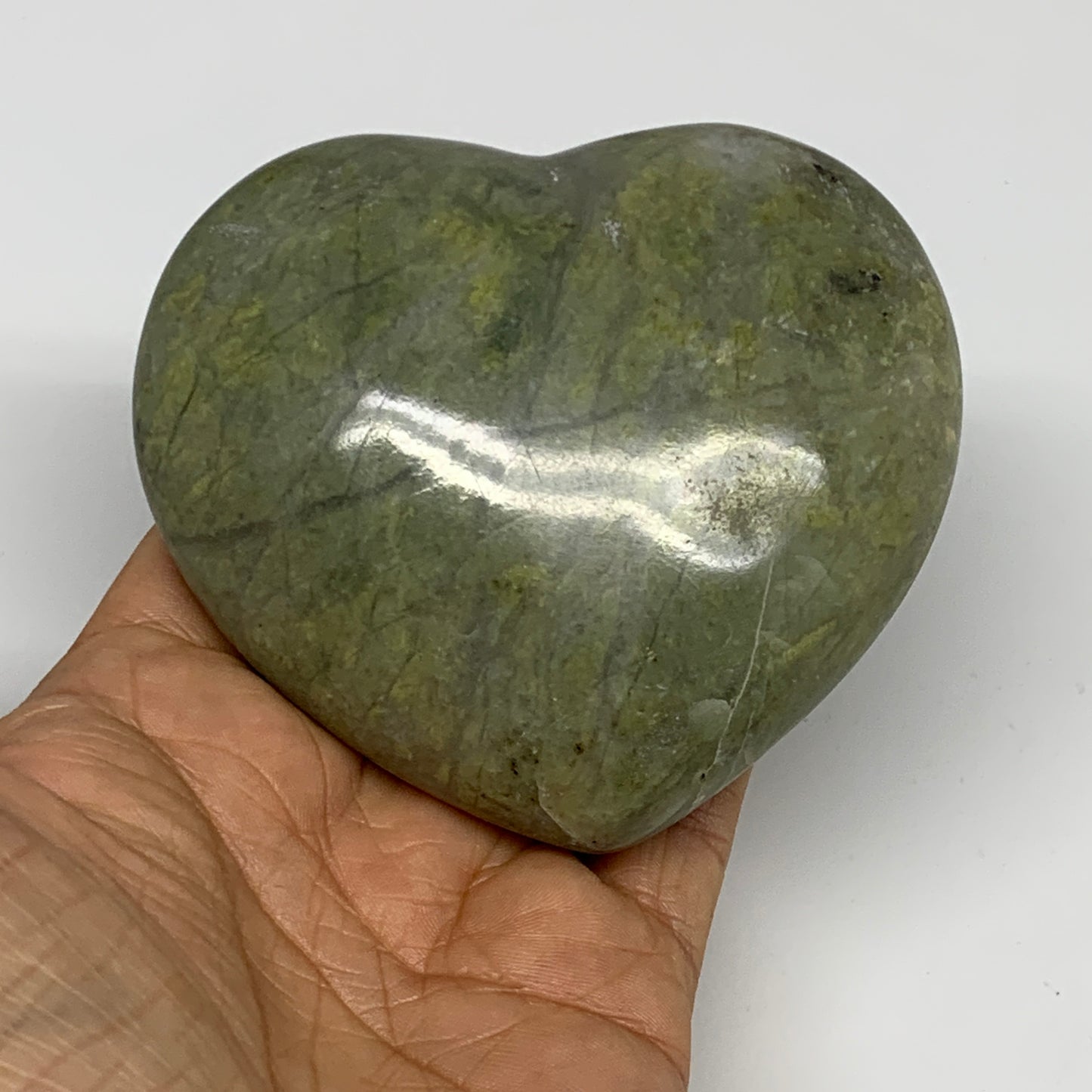 0.79 lbs, 3.2"x3.5"x1.5", Natural Untreated Green Quartz Crystal Heart Reiki, B3