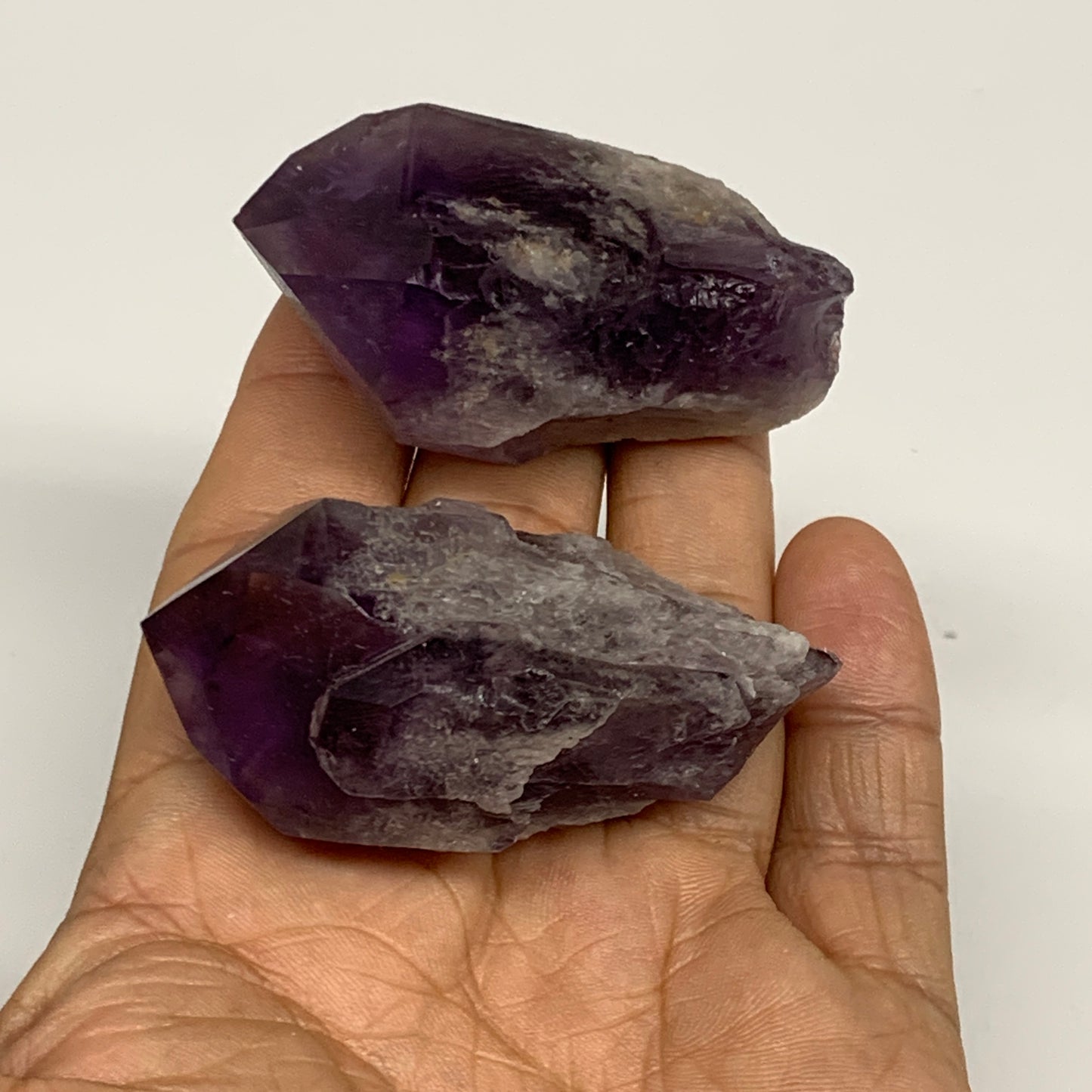 103.2g, 2.1" - 2.3", 2pcs, Amethyst Point Polished Rough lower part, B32402