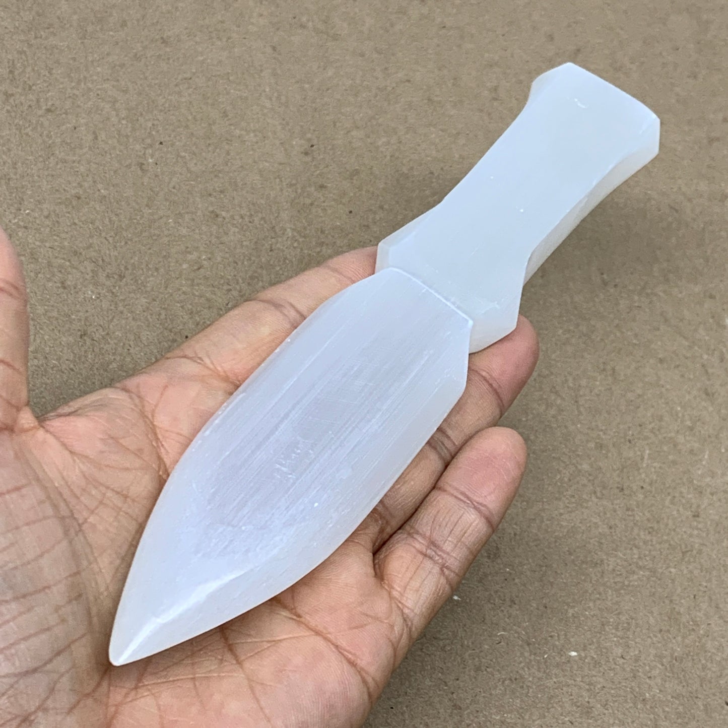166g, 7.5"x1.3"x0.7", Natural Selenite Crystal Dagger (Satin Spar), B36489