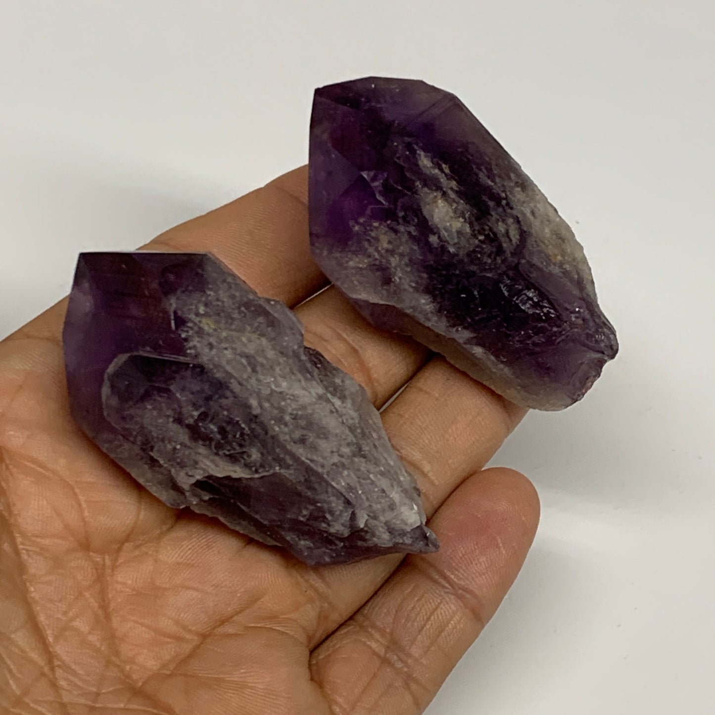 103.2g, 2.1" - 2.3", 2pcs, Amethyst Point Polished Rough lower part, B32402