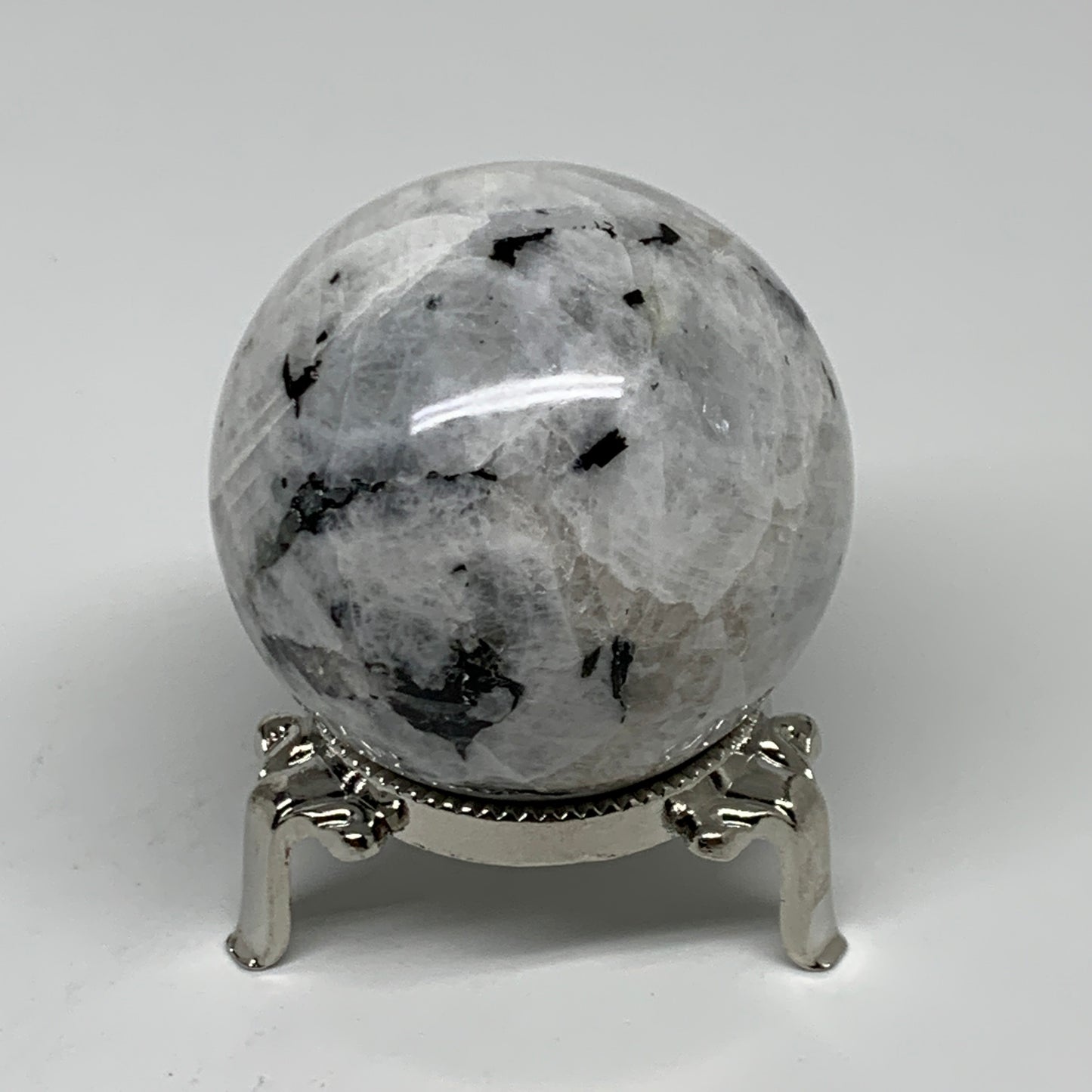 222g, 2.1"(54mm), Natural Rainbow Moonstone Sphere Ball Gemstone, B35198