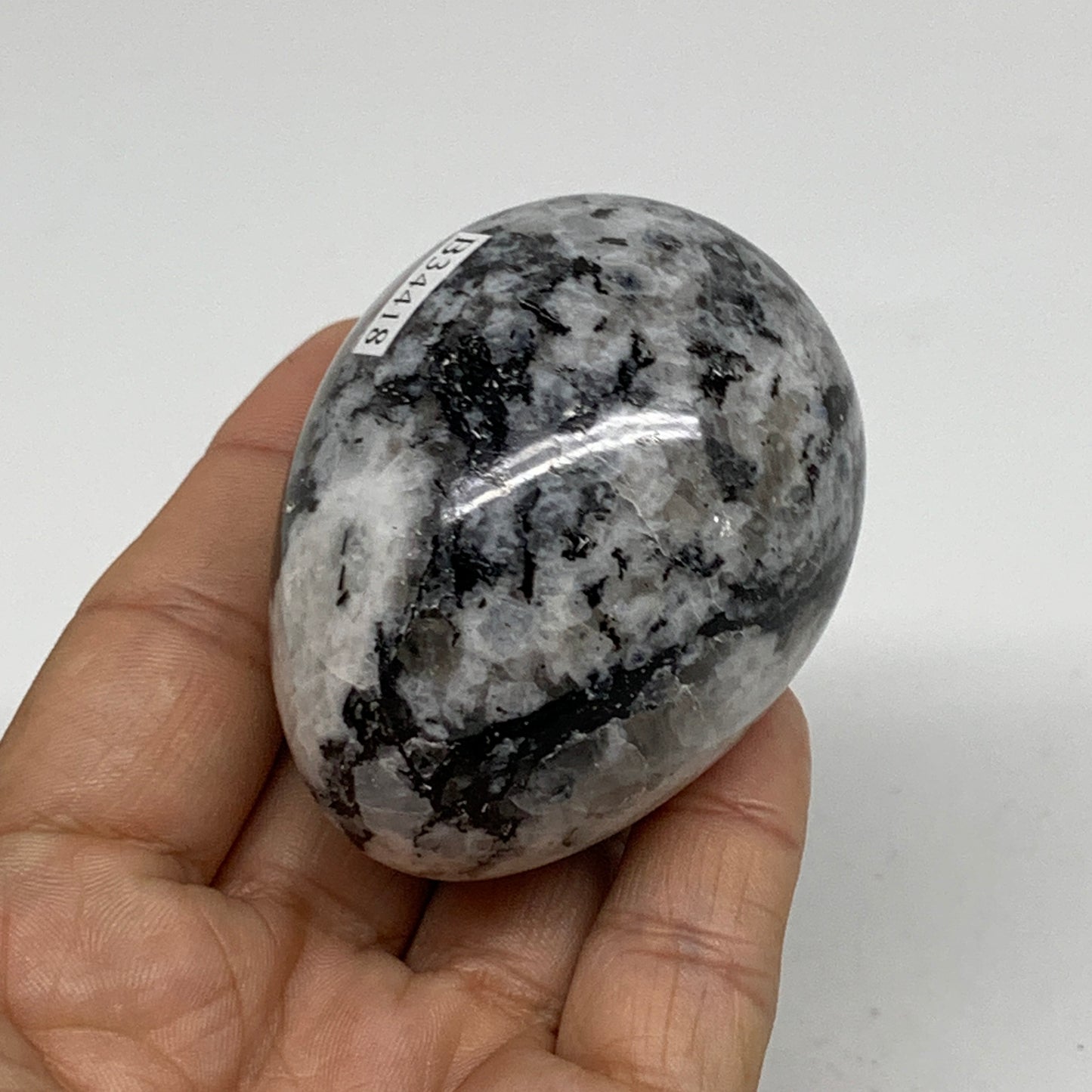 186.1g, 2.4"x1.8", Natural Gemstone White Rainbow Moonstone Egg, B34418