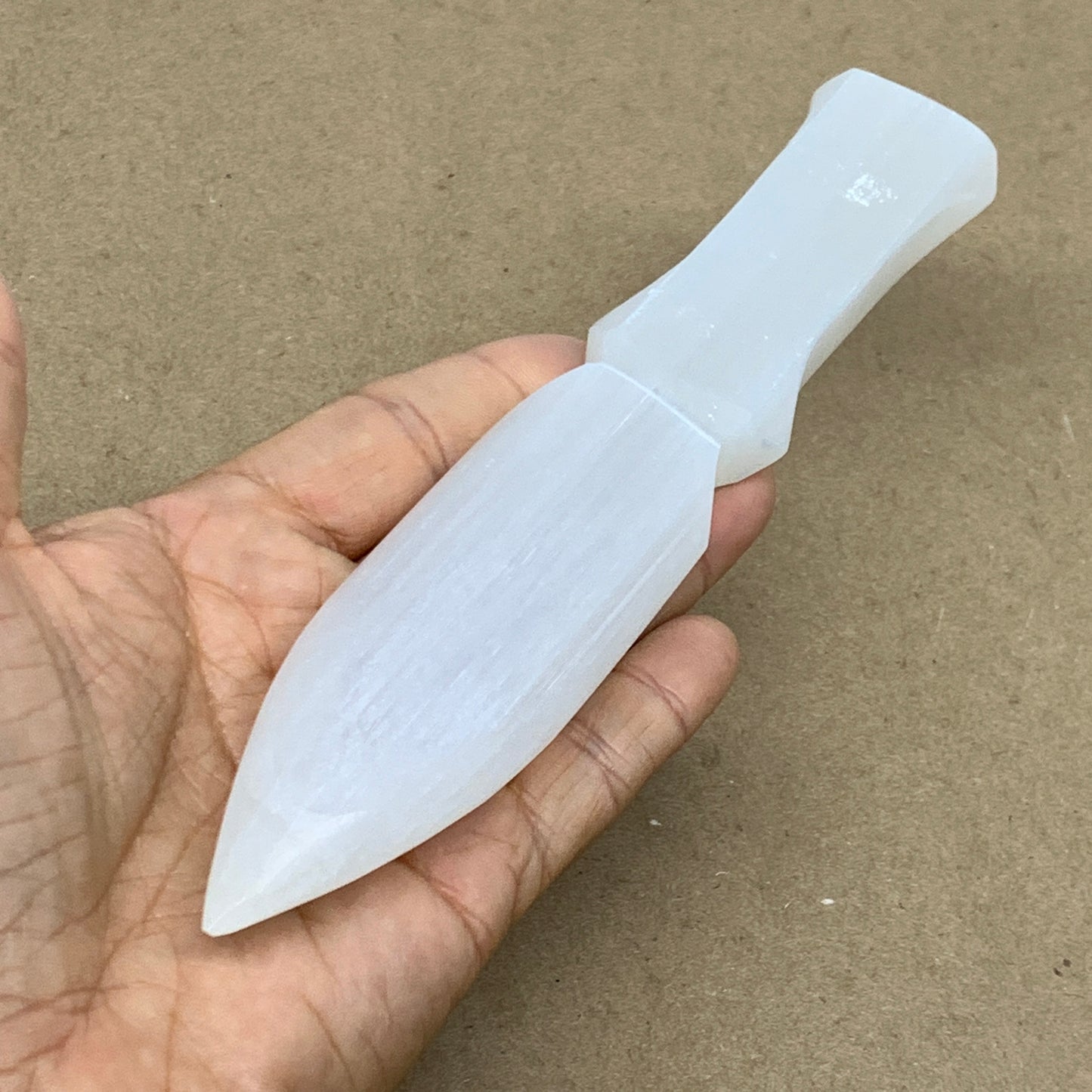 166g, 7.5"x1.3"x0.7", Natural Selenite Crystal Dagger (Satin Spar), B36489