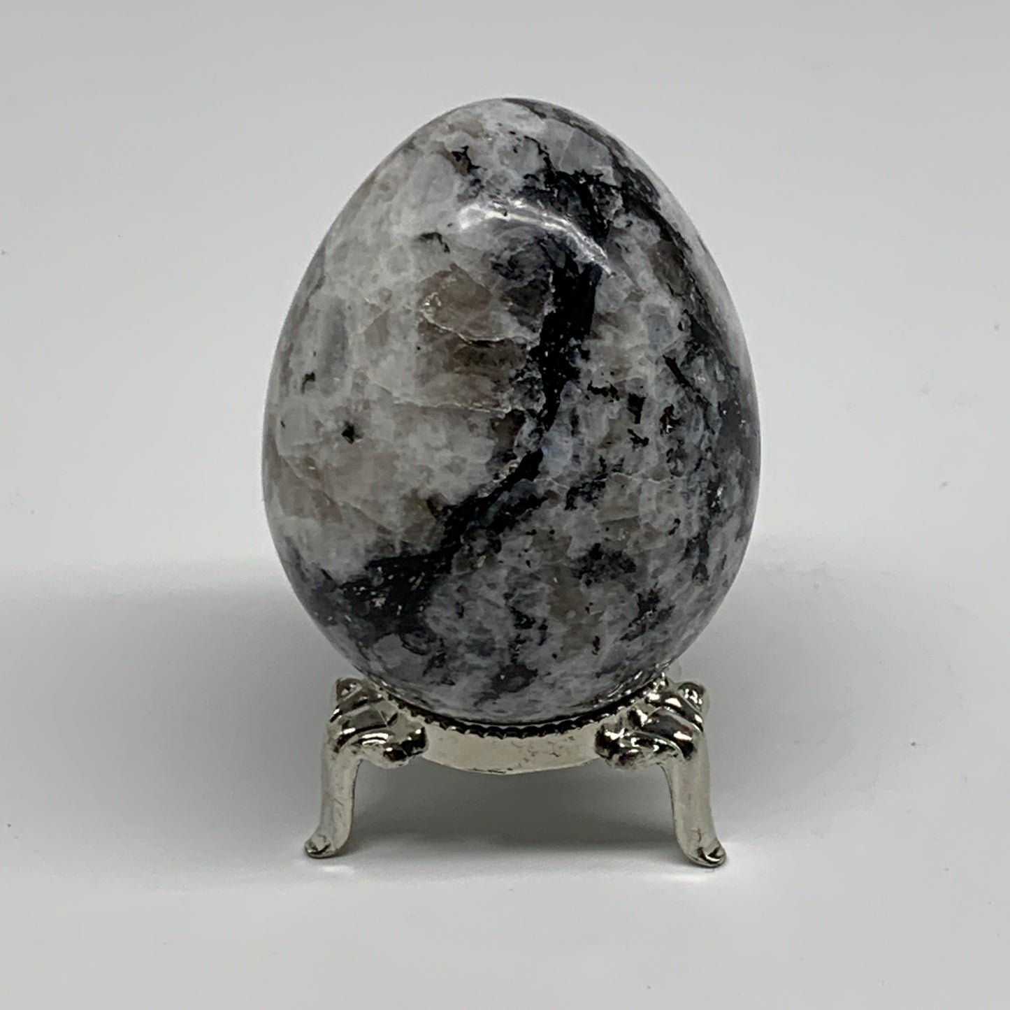 186.1g, 2.4"x1.8", Natural Gemstone White Rainbow Moonstone Egg, B34418