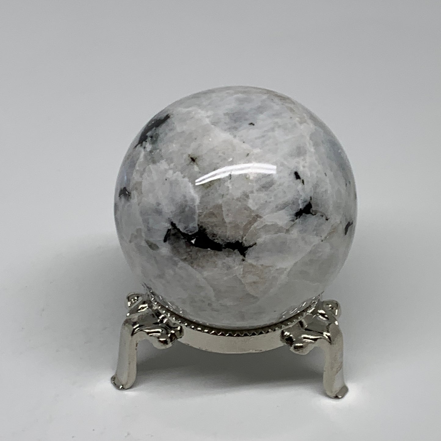 222g, 2.1"(54mm), Natural Rainbow Moonstone Sphere Ball Gemstone, B35198