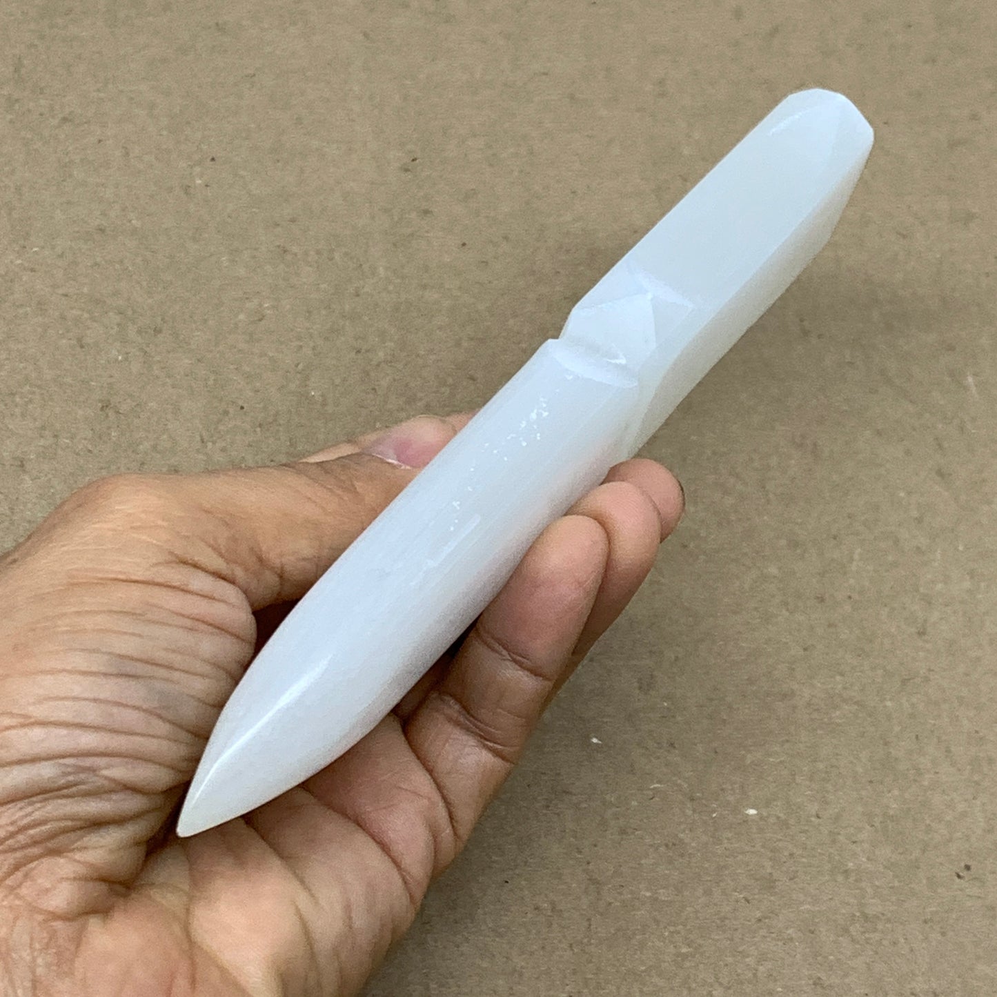 166g, 7.5"x1.3"x0.7", Natural Selenite Crystal Dagger (Satin Spar), B36489
