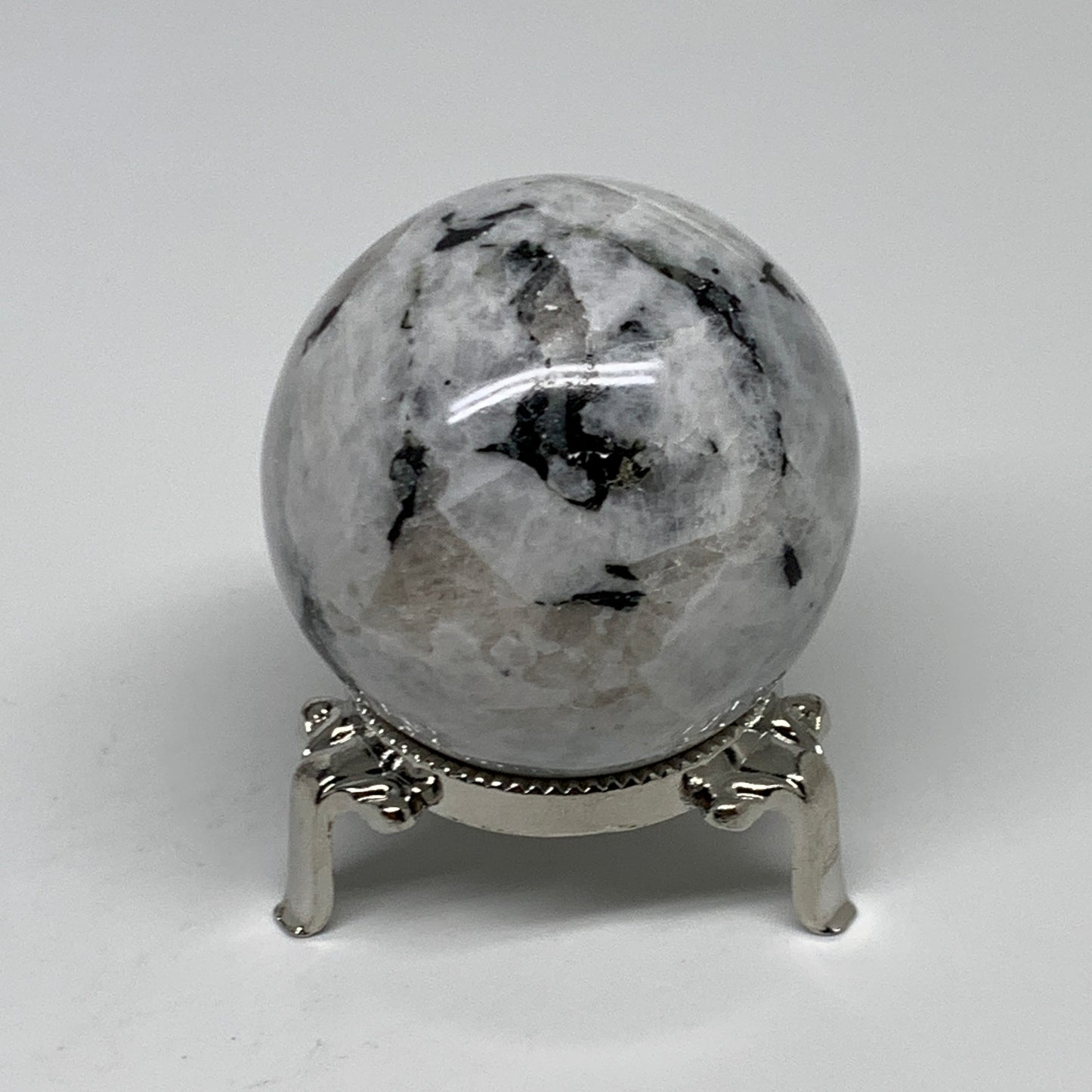 222g, 2.1"(54mm), Natural Rainbow Moonstone Sphere Ball Gemstone, B35198