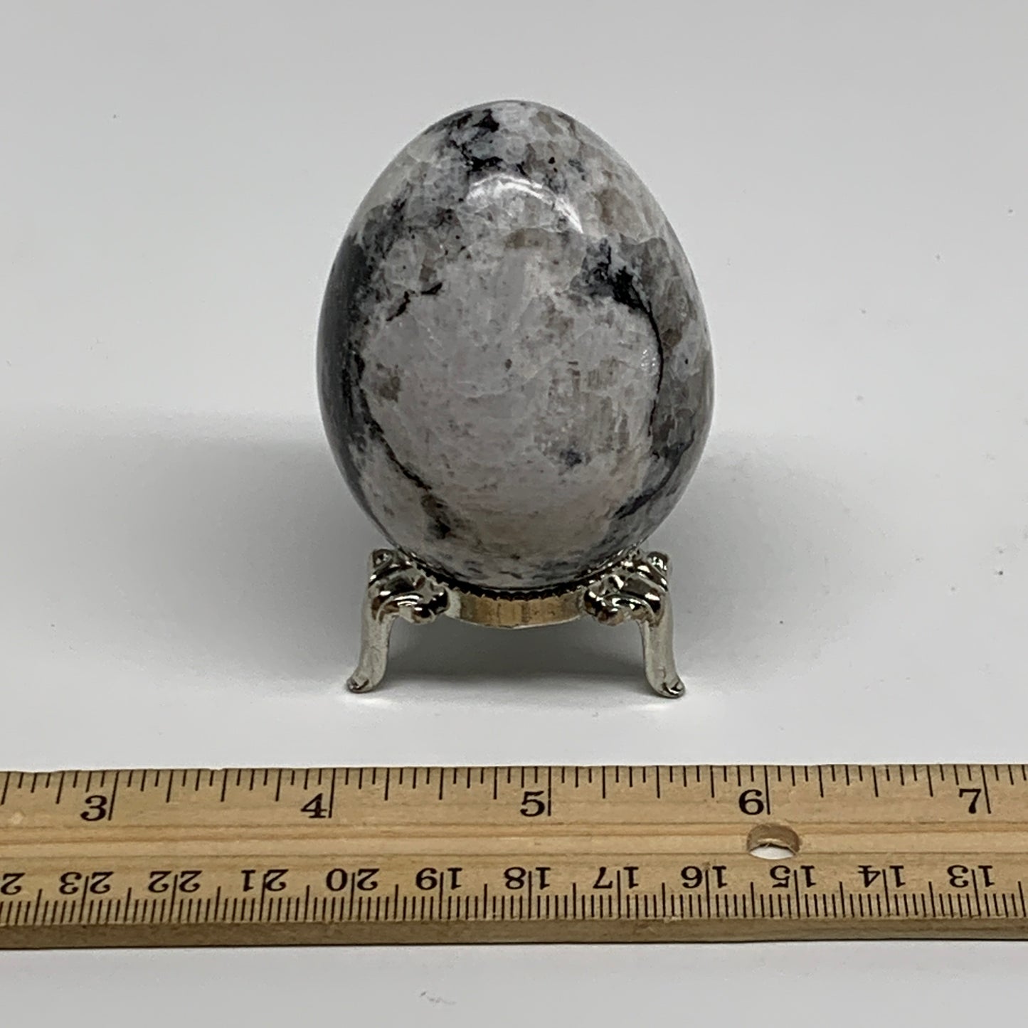 186.1g, 2.4"x1.8", Natural Gemstone White Rainbow Moonstone Egg, B34418
