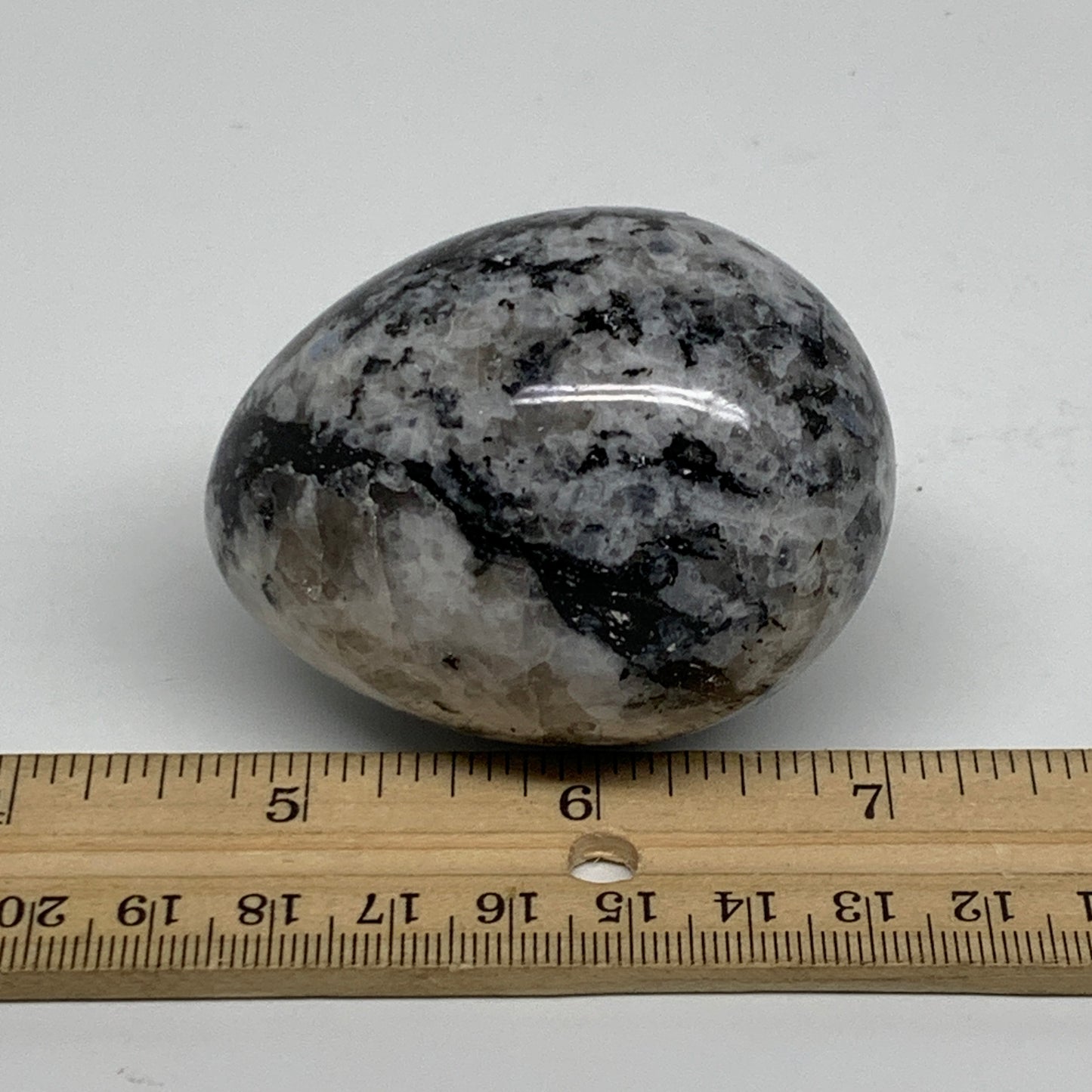 186.1g, 2.4"x1.8", Natural Gemstone White Rainbow Moonstone Egg, B34418
