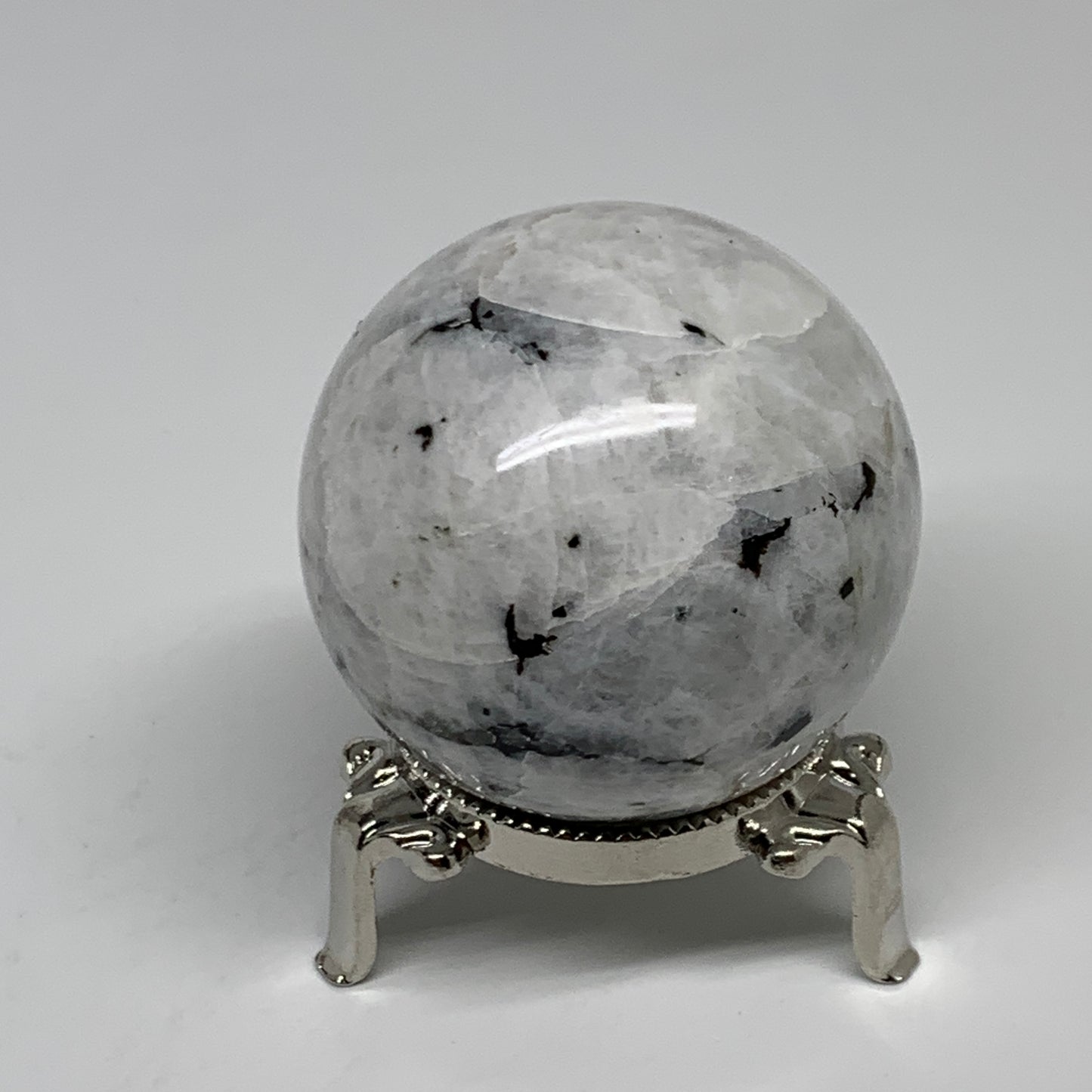 222g, 2.1"(54mm), Natural Rainbow Moonstone Sphere Ball Gemstone, B35198