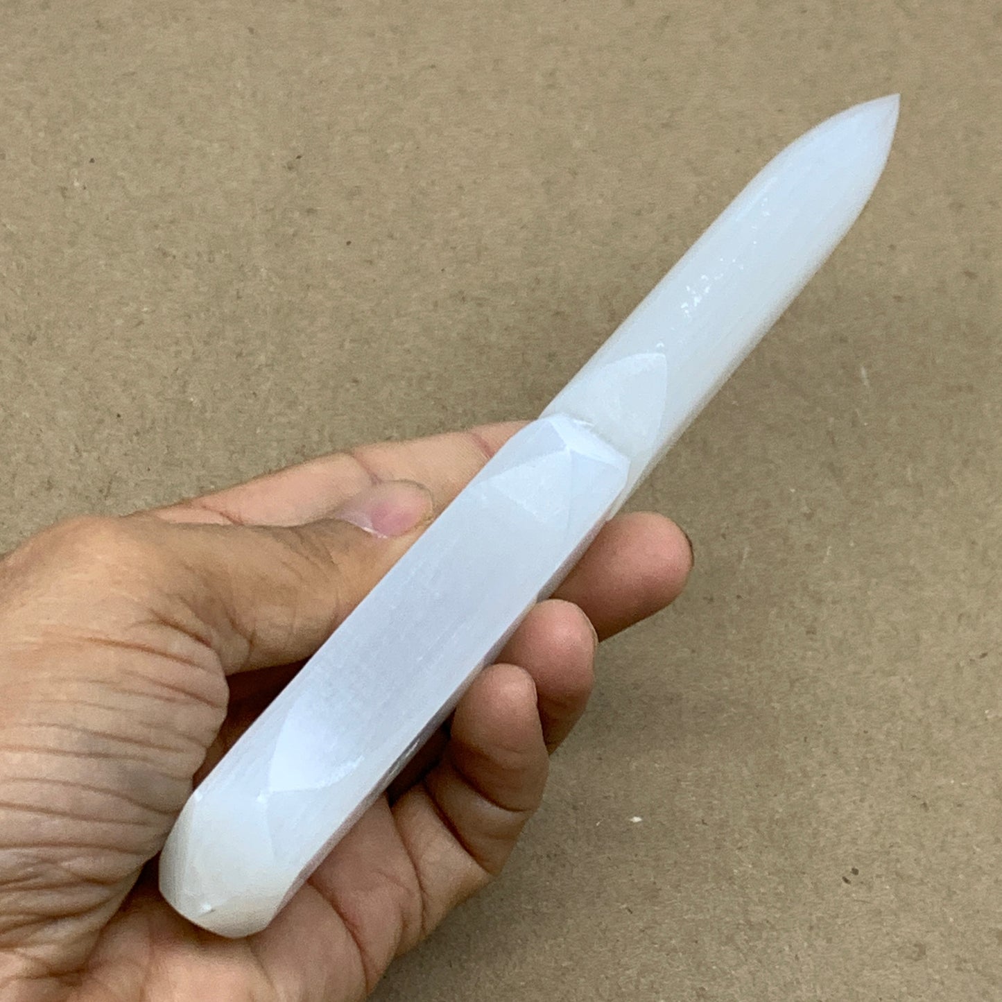 166g, 7.5"x1.3"x0.7", Natural Selenite Crystal Dagger (Satin Spar), B36489