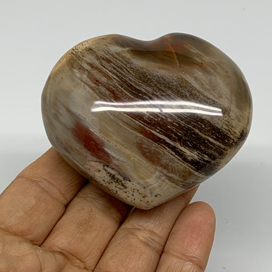 0.40 lbs, 2.3"x2.7"x1.3", Natural Petrified Wood Heart Polished Crystal, B37434