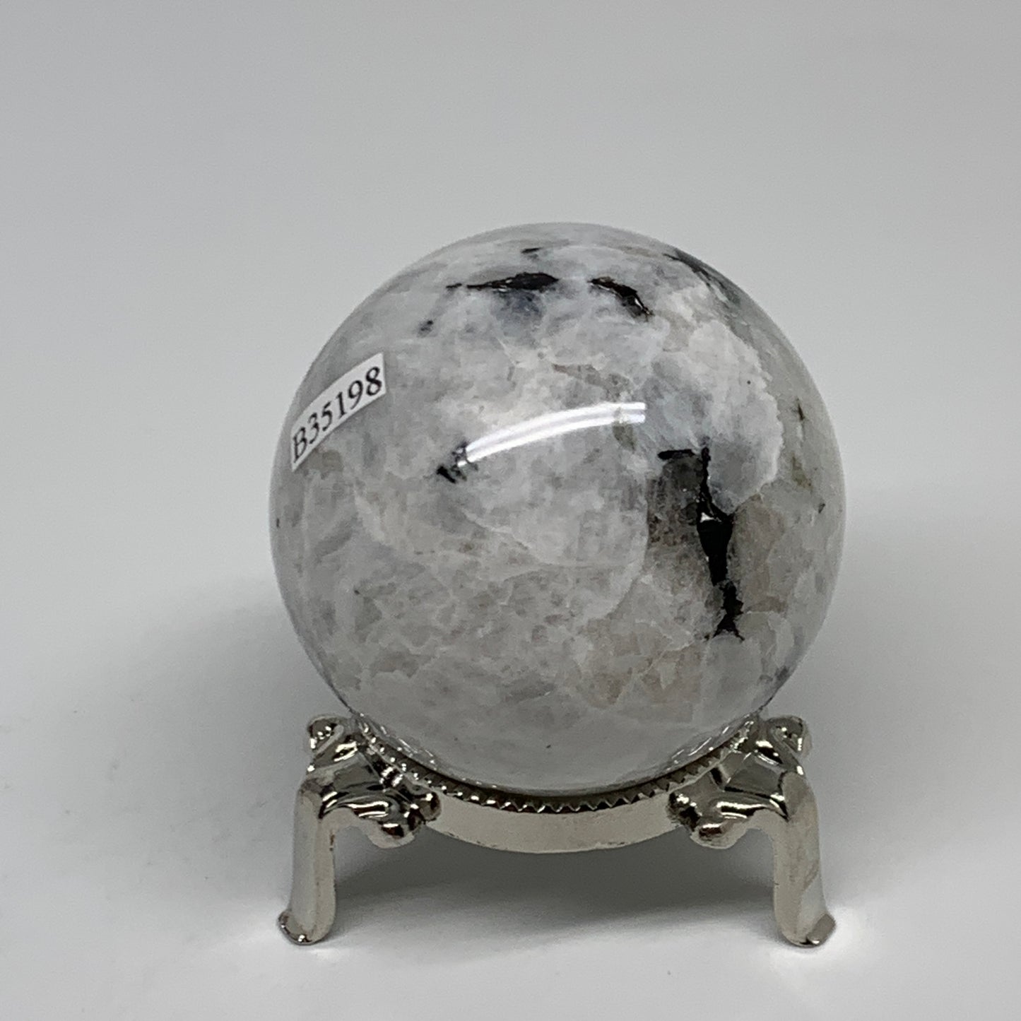 222g, 2.1"(54mm), Natural Rainbow Moonstone Sphere Ball Gemstone, B35198