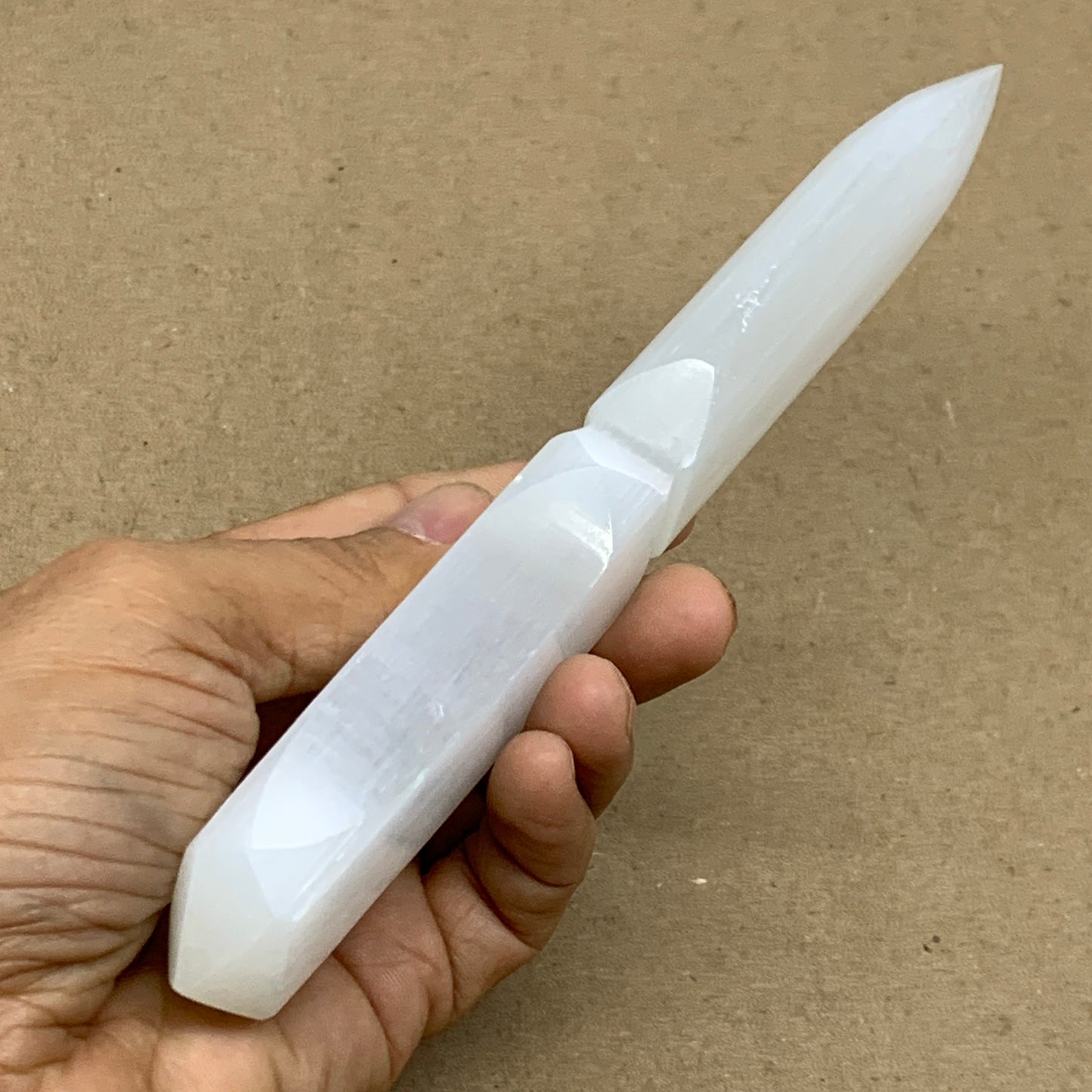 166g, 7.5"x1.3"x0.7", Natural Selenite Crystal Dagger (Satin Spar), B36489