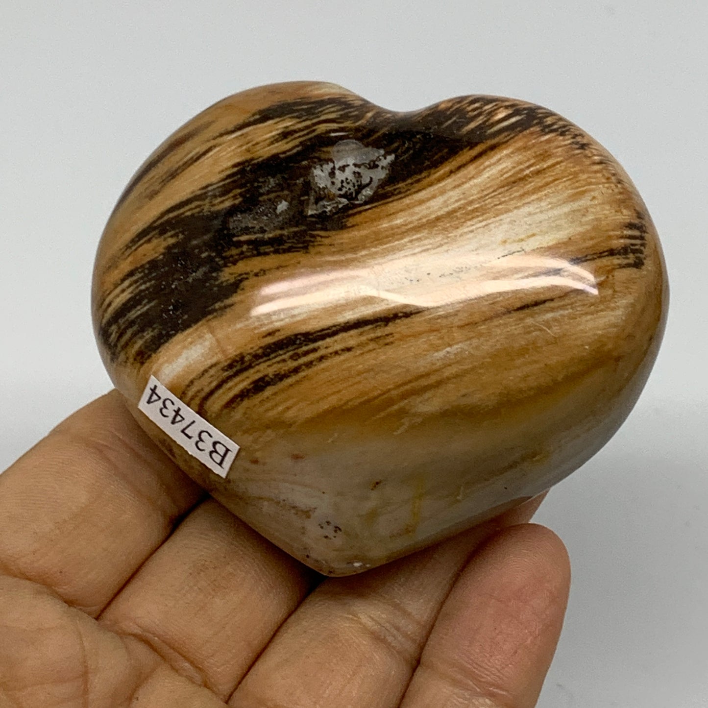 0.40 lbs, 2.3"x2.7"x1.3", Natural Petrified Wood Heart Polished Crystal, B37434