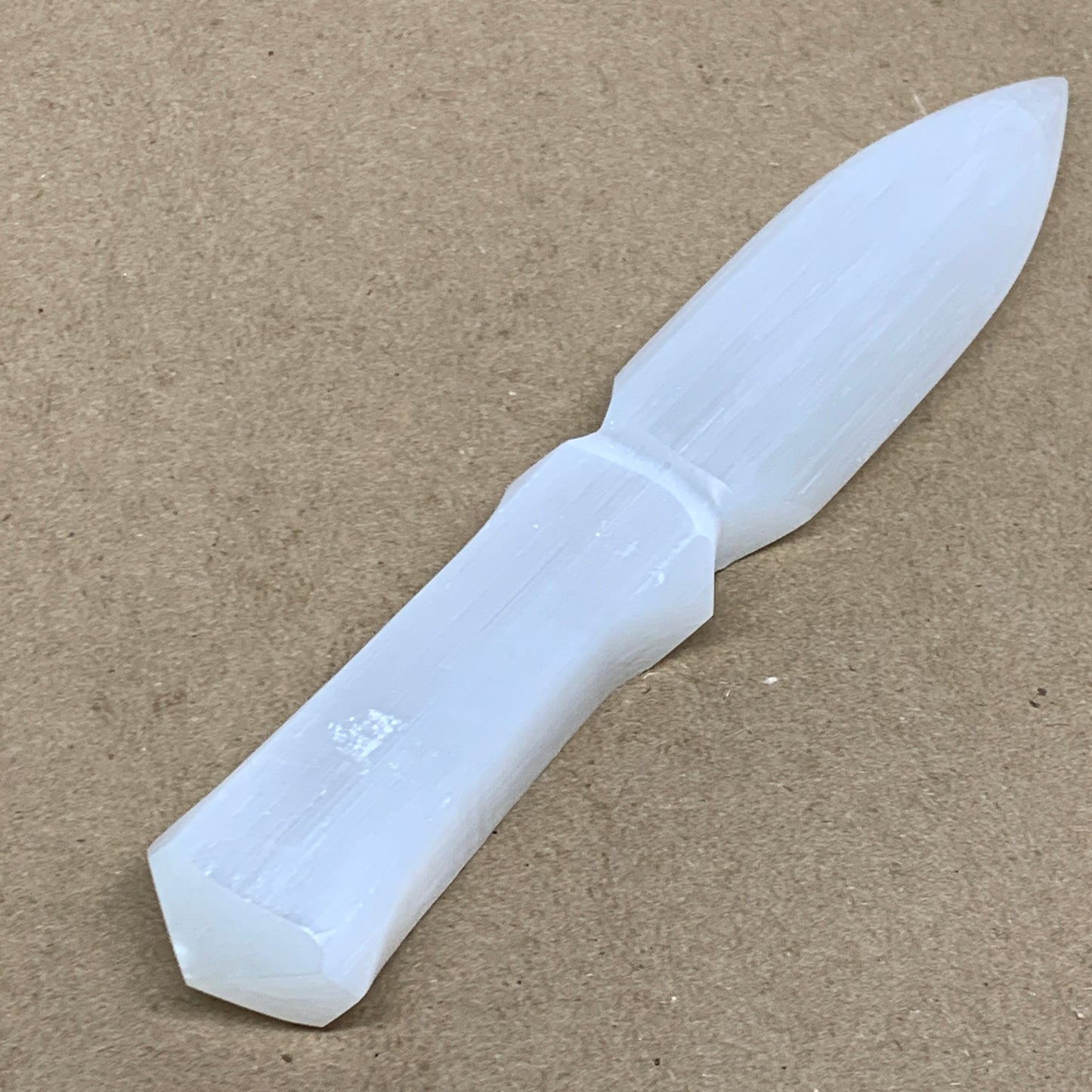 166g, 7.5"x1.3"x0.7", Natural Selenite Crystal Dagger (Satin Spar), B36489