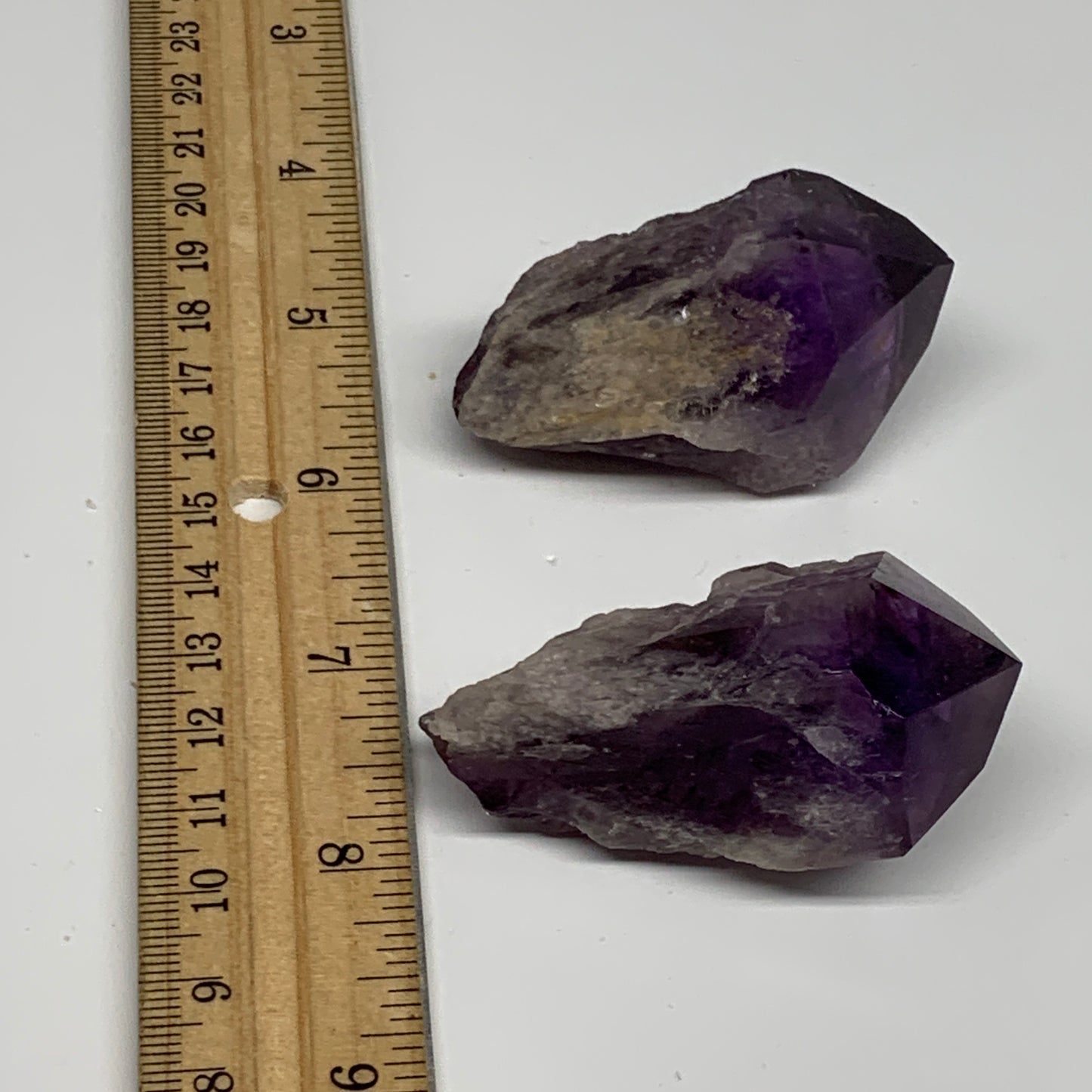 103.2g, 2.1" - 2.3", 2pcs, Amethyst Point Polished Rough lower part, B32402