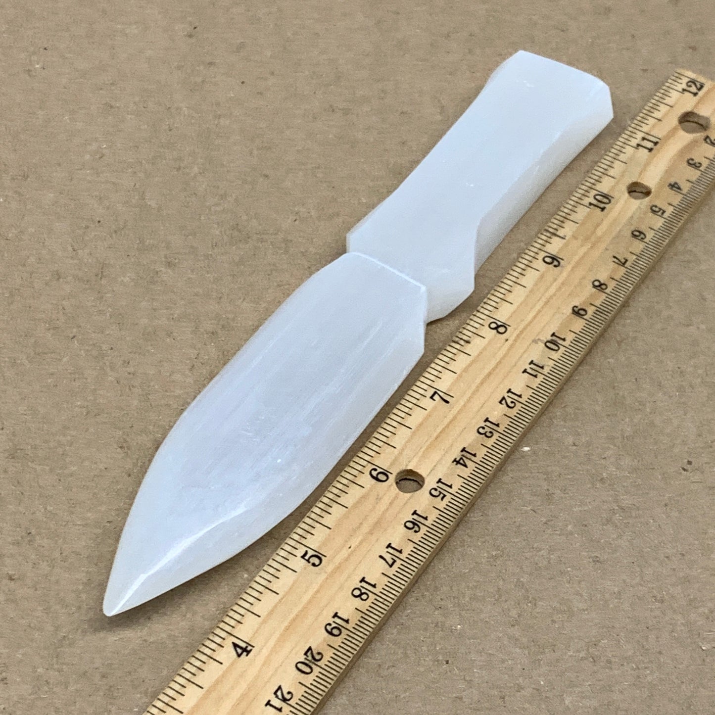 166g, 7.5"x1.3"x0.7", Natural Selenite Crystal Dagger (Satin Spar), B36489