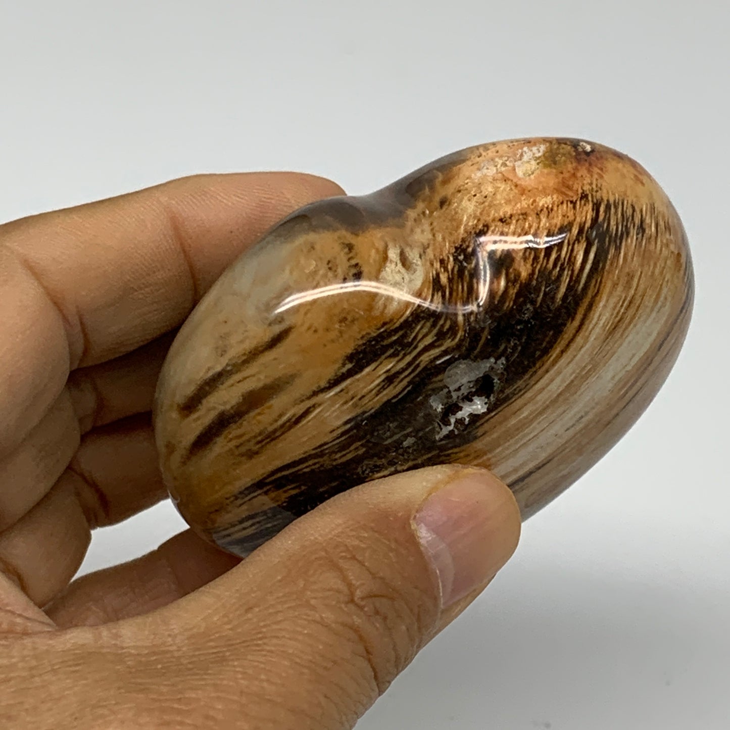 0.40 lbs, 2.3"x2.7"x1.3", Natural Petrified Wood Heart Polished Crystal, B37434