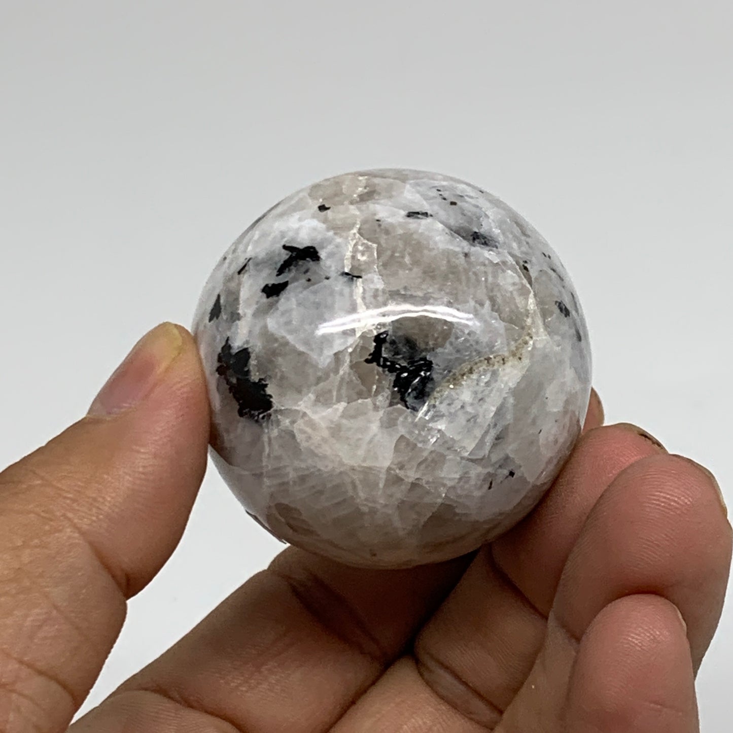 127.7g, 2"x1.7", Natural Gemstone White Rainbow Moonstone Egg, B34419