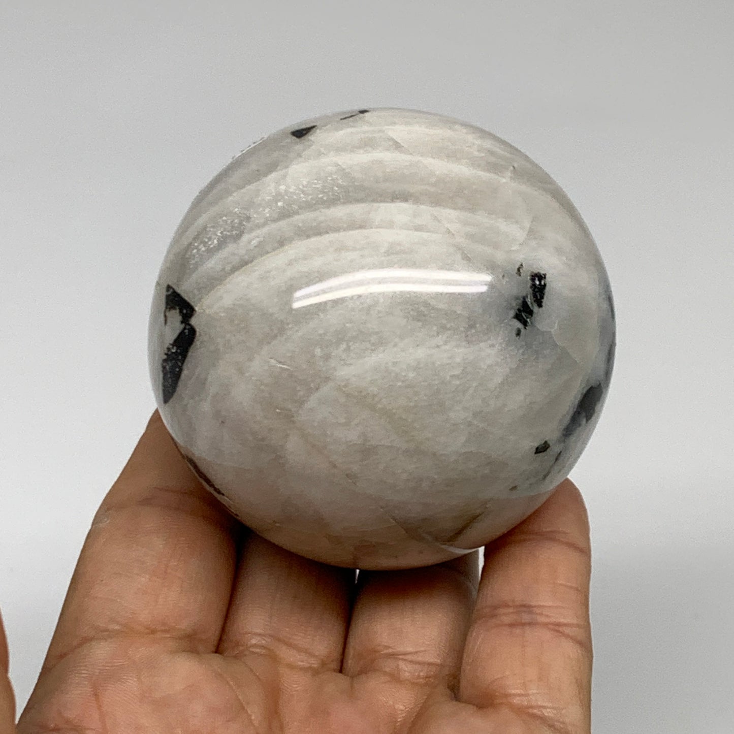 329.9g, 2.5"(63mm), Natural Rainbow Moonstone Sphere Ball Gemstone, B35199