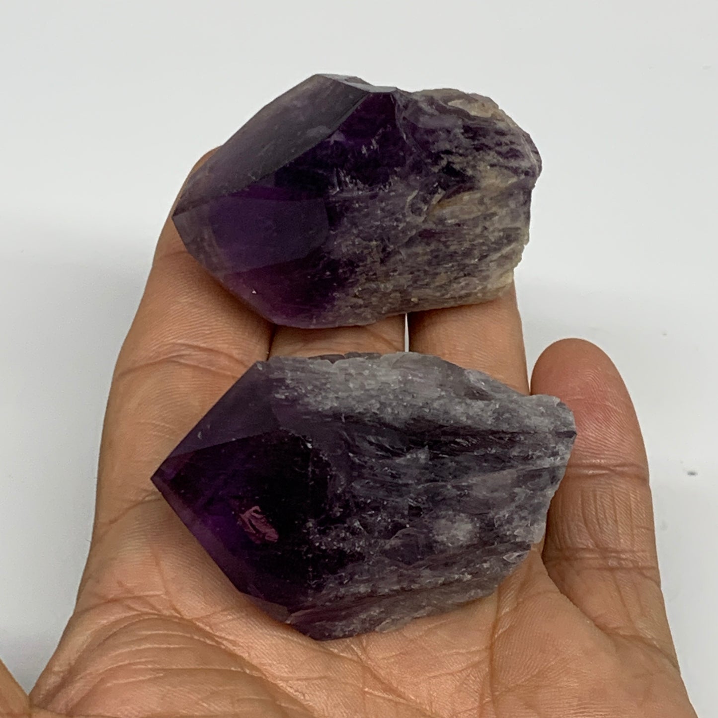 112.4g, 1.8" - 2", 2pcs, Amethyst Point Polished Rough lower part, B32403