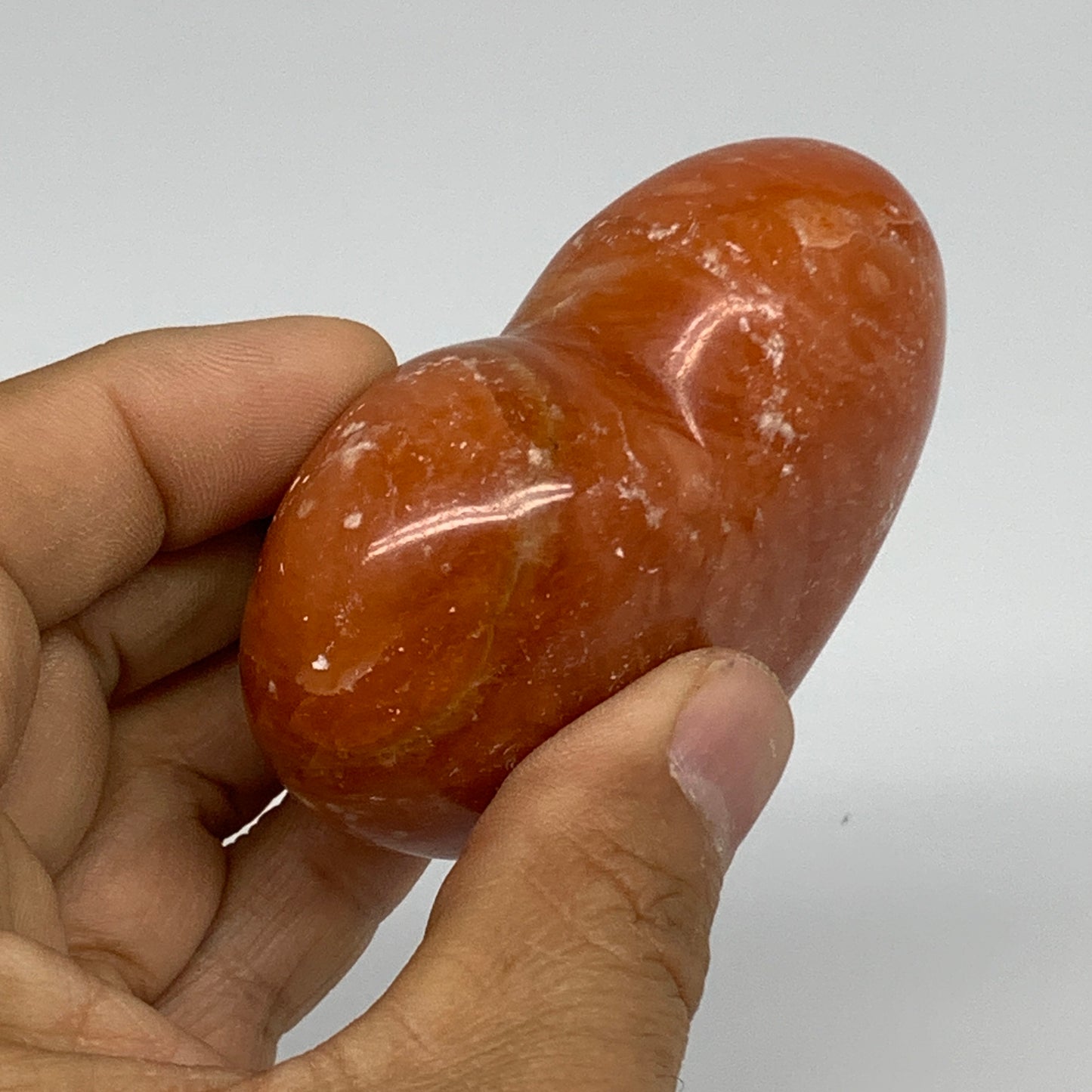 146g, 2.4"x2.8"x1.1" Orange Calcite Heart Gemstones from Madagascar, B33778