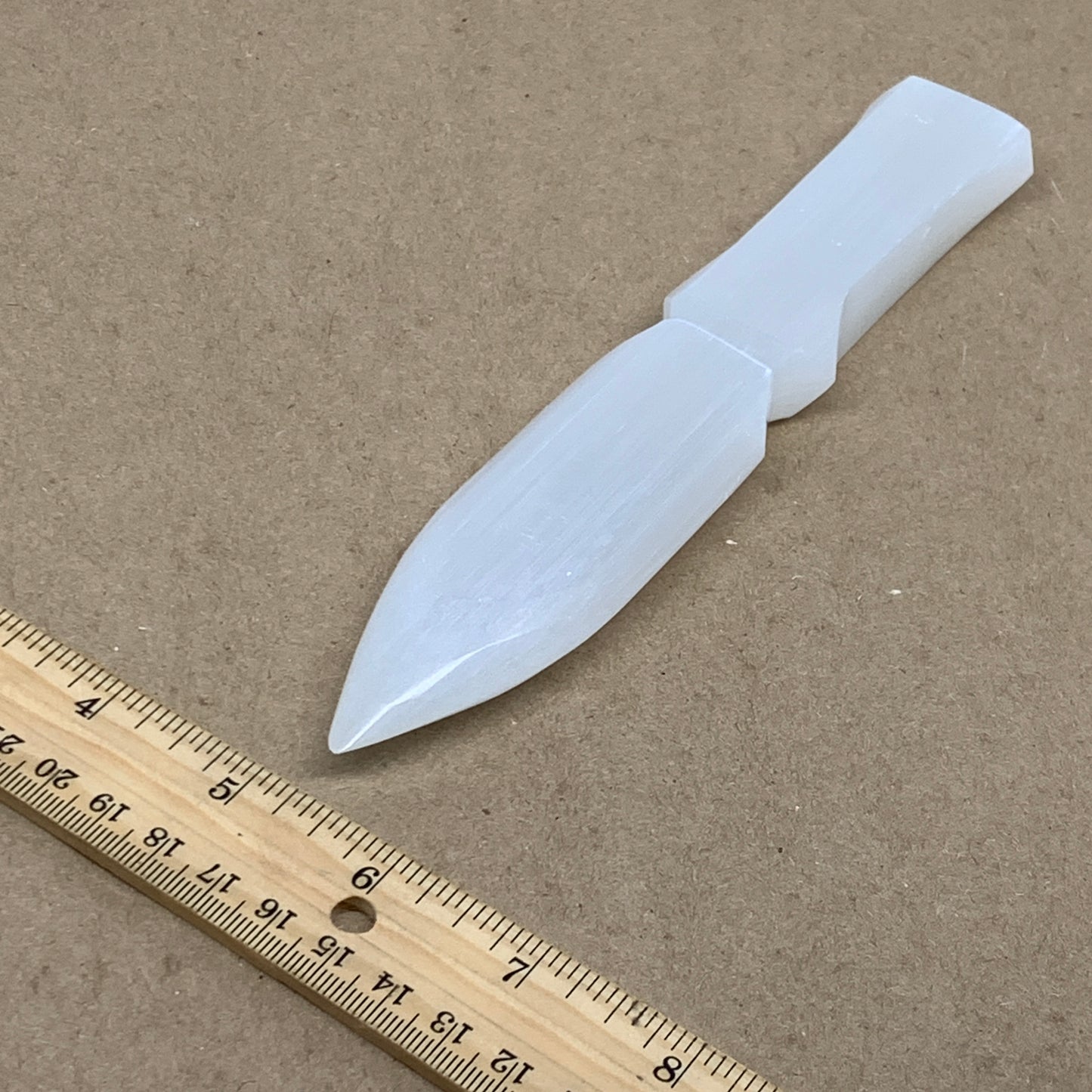 166g, 7.5"x1.3"x0.7", Natural Selenite Crystal Dagger (Satin Spar), B36489
