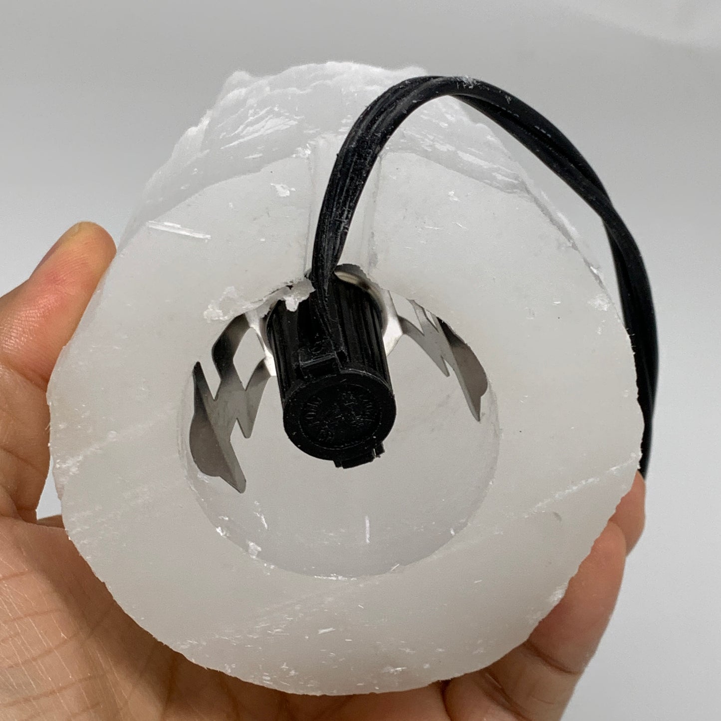 2.1 lbs, 6"x3.1", Raw Rough Selenite (Satin Spar) Lamp Tower, 6ft Chord, B35857