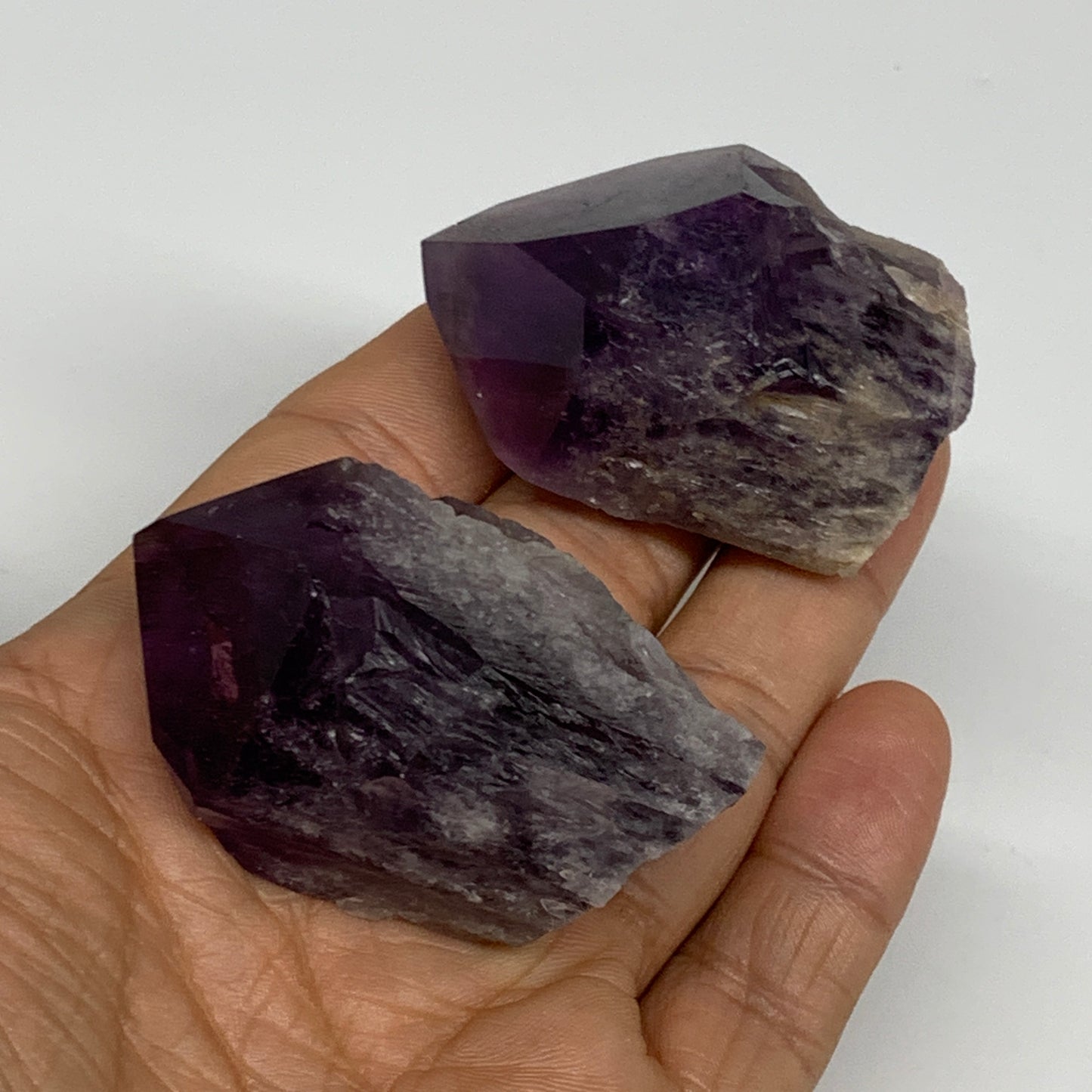 112.4g, 1.8" - 2", 2pcs, Amethyst Point Polished Rough lower part, B32403