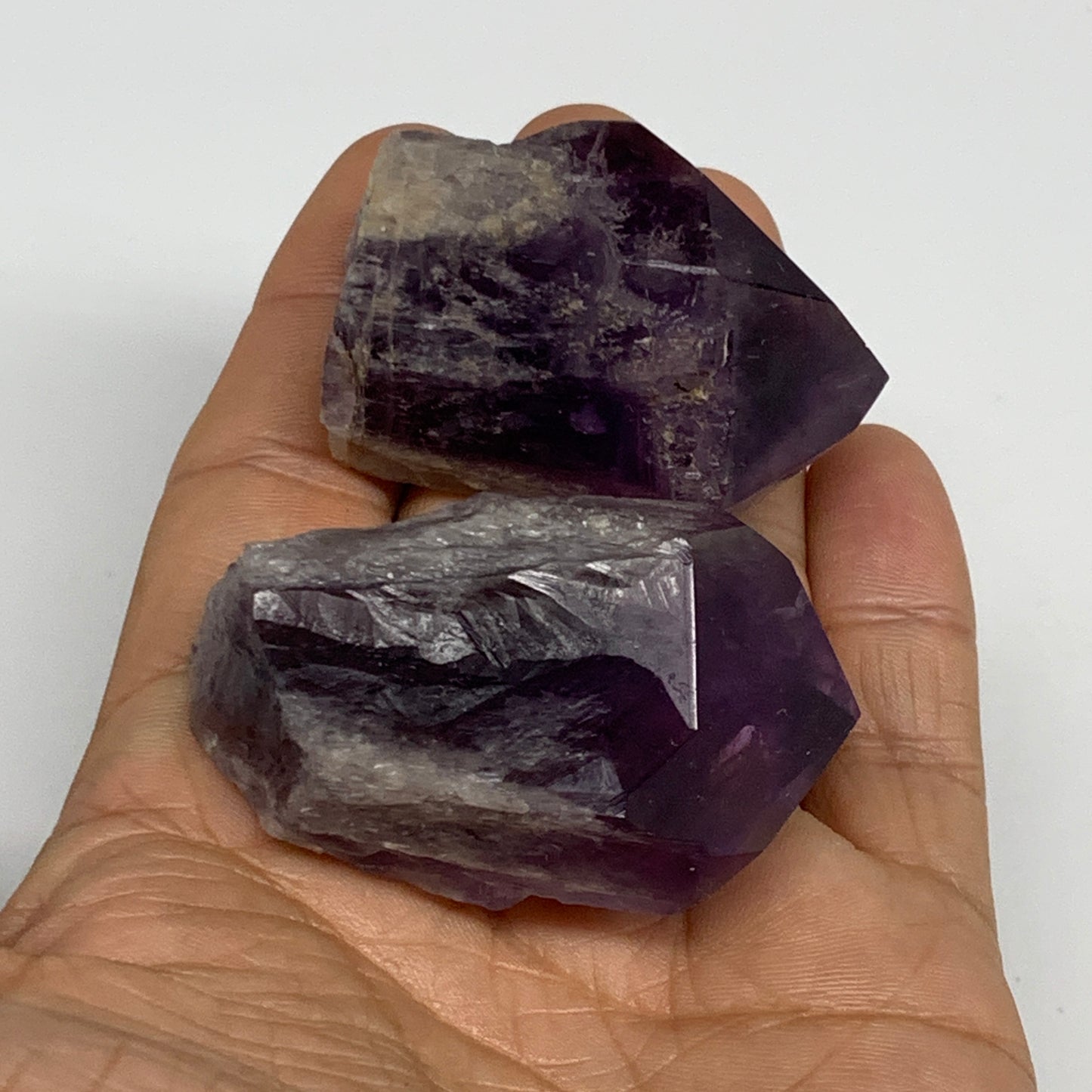 112.4g, 1.8" - 2", 2pcs, Amethyst Point Polished Rough lower part, B32403