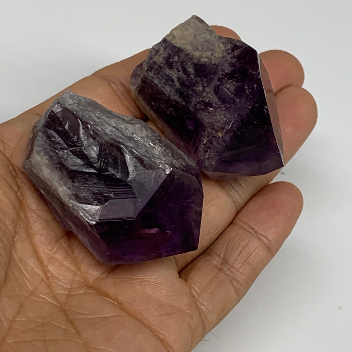 112.4g, 1.8" - 2", 2pcs, Amethyst Point Polished Rough lower part, B32403