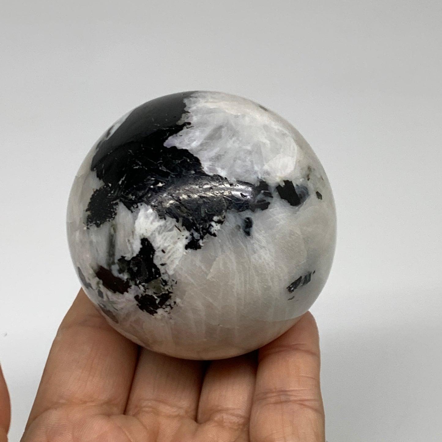 329.9g, 2.5"(63mm), Natural Rainbow Moonstone Sphere Ball Gemstone, B35199