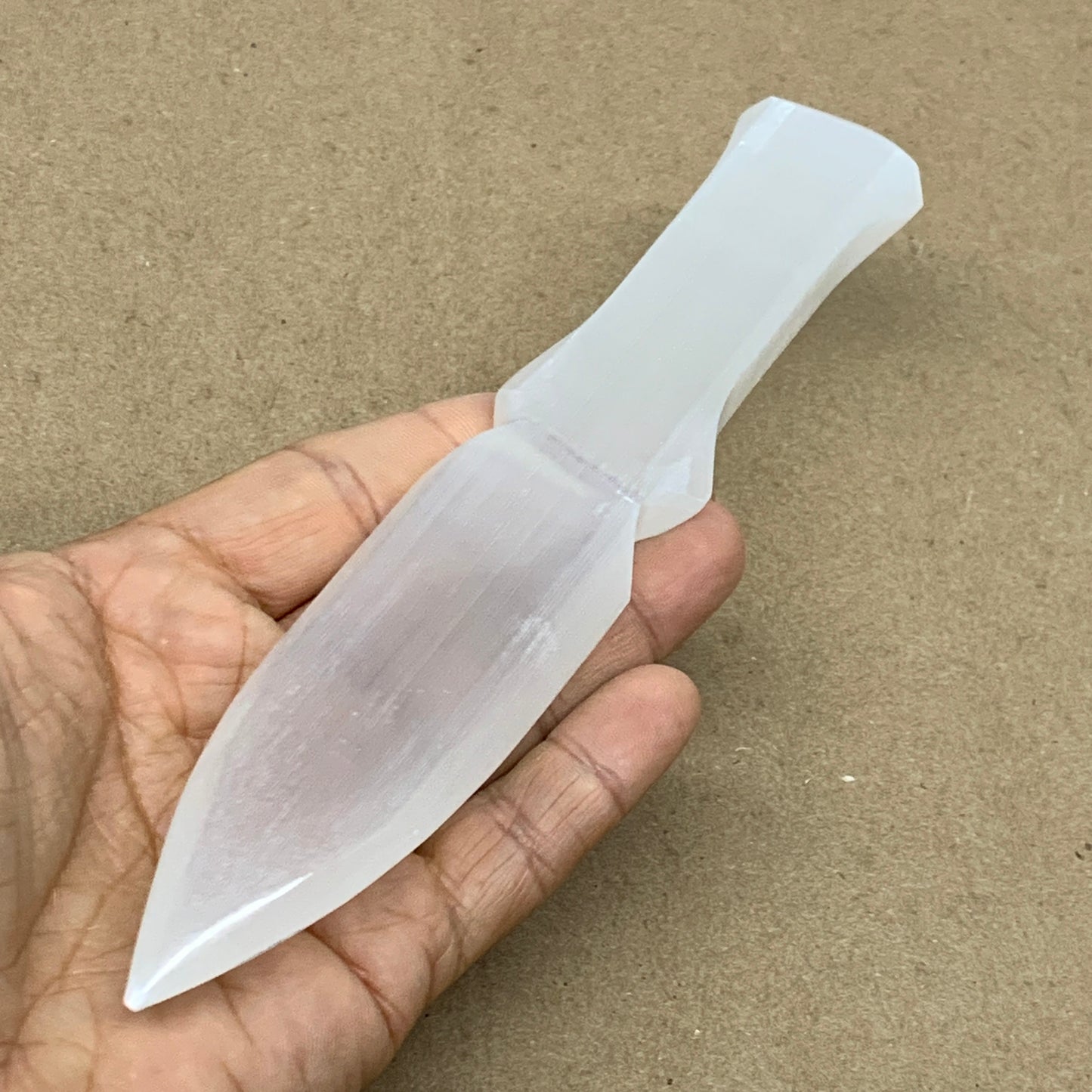 122g, 7.5"x1.3"x0.6", Natural Selenite Crystal Dagger (Satin Spar), B36490