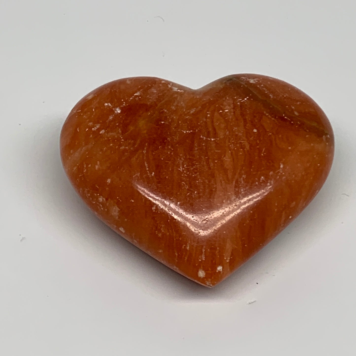 146g, 2.4"x2.8"x1.1" Orange Calcite Heart Gemstones from Madagascar, B33778