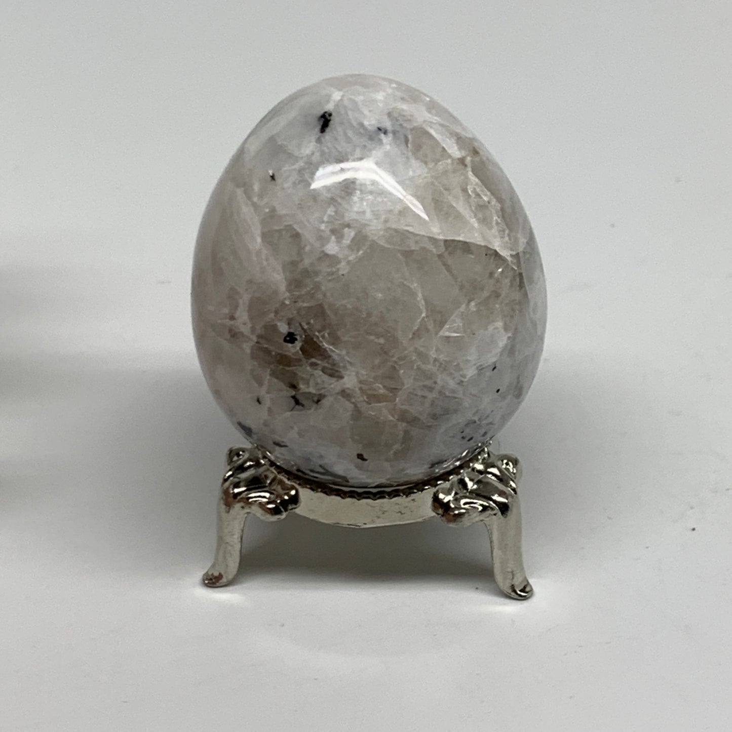 127.7g, 2"x1.7", Natural Gemstone White Rainbow Moonstone Egg, B34419