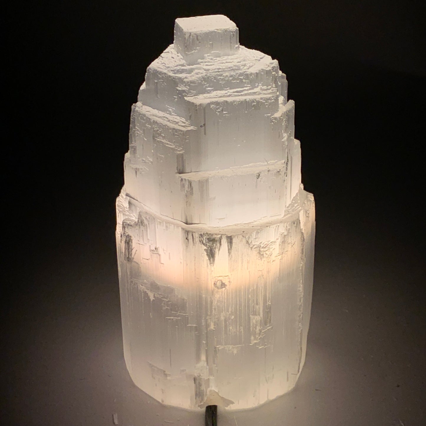2.1 lbs, 6"x3.1", Raw Rough Selenite (Satin Spar) Lamp Tower, 6ft Chord, B35858