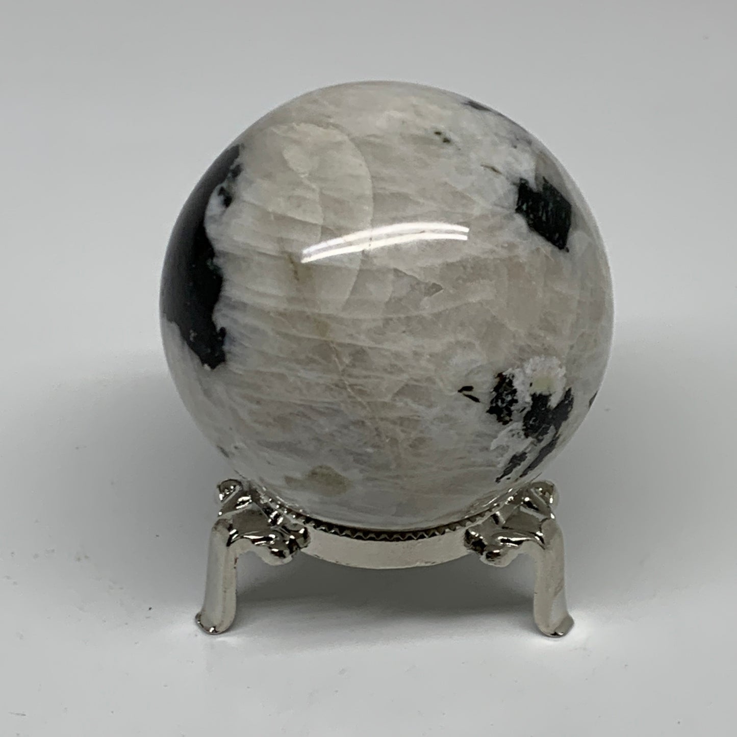 329.9g, 2.5"(63mm), Natural Rainbow Moonstone Sphere Ball Gemstone, B35199