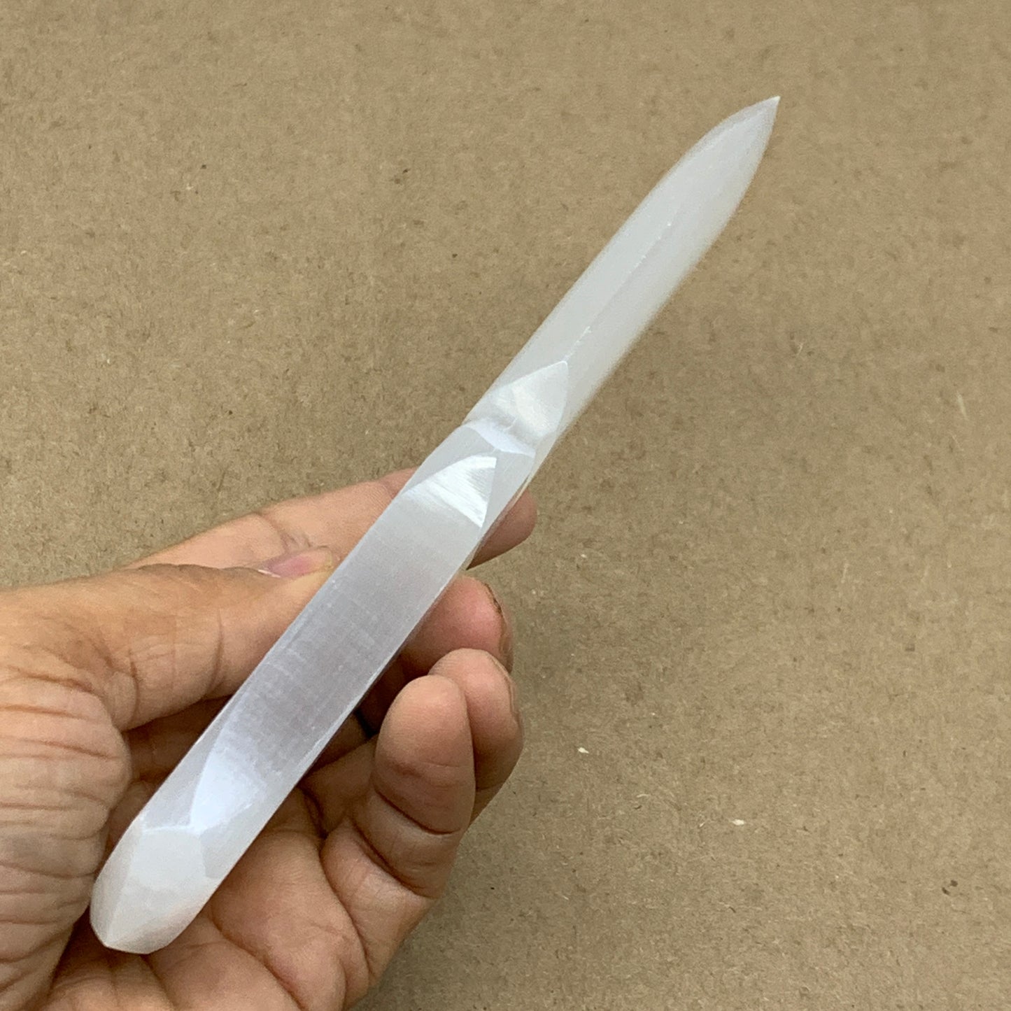122g, 7.5"x1.3"x0.6", Natural Selenite Crystal Dagger (Satin Spar), B36490