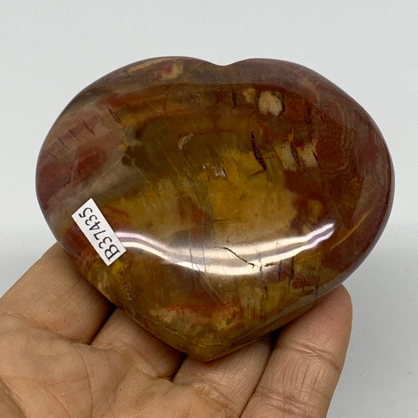 0.46 lbs, 2.9"x3"x1.1", Natural Petrified Wood Heart Polished Crystal, B37435